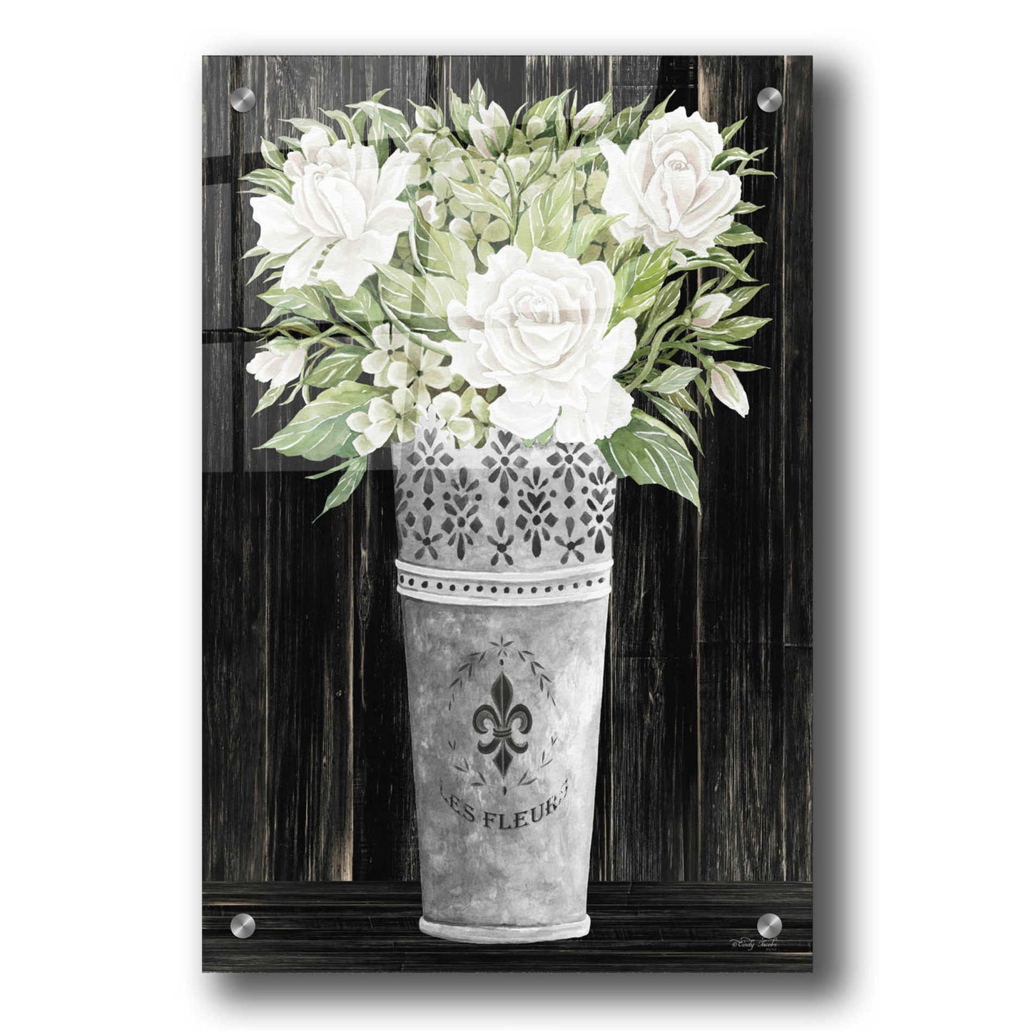 Epic Art 'Punched Tin Floral III' by Cindy Jacobs, Acrylic Glass Wall Art,24x36