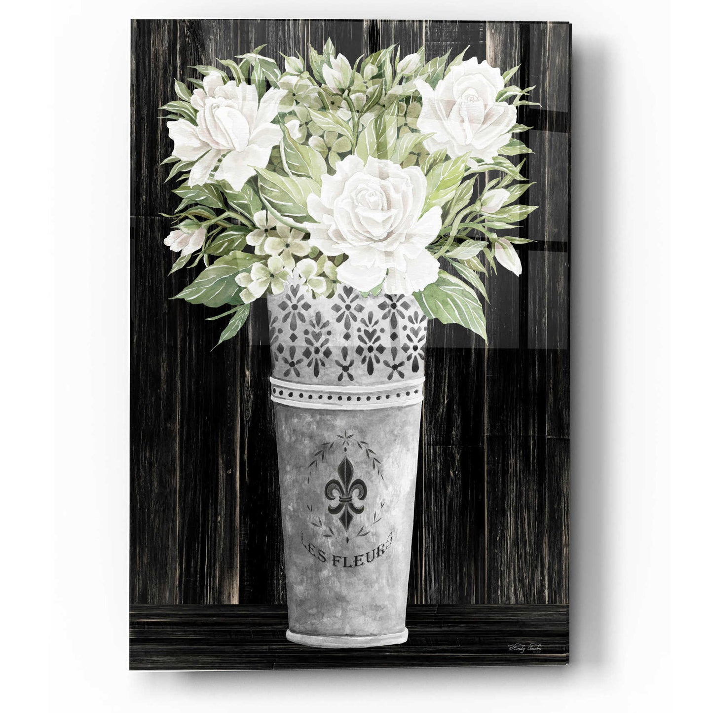 Epic Art 'Punched Tin Floral III' by Cindy Jacobs, Acrylic Glass Wall Art