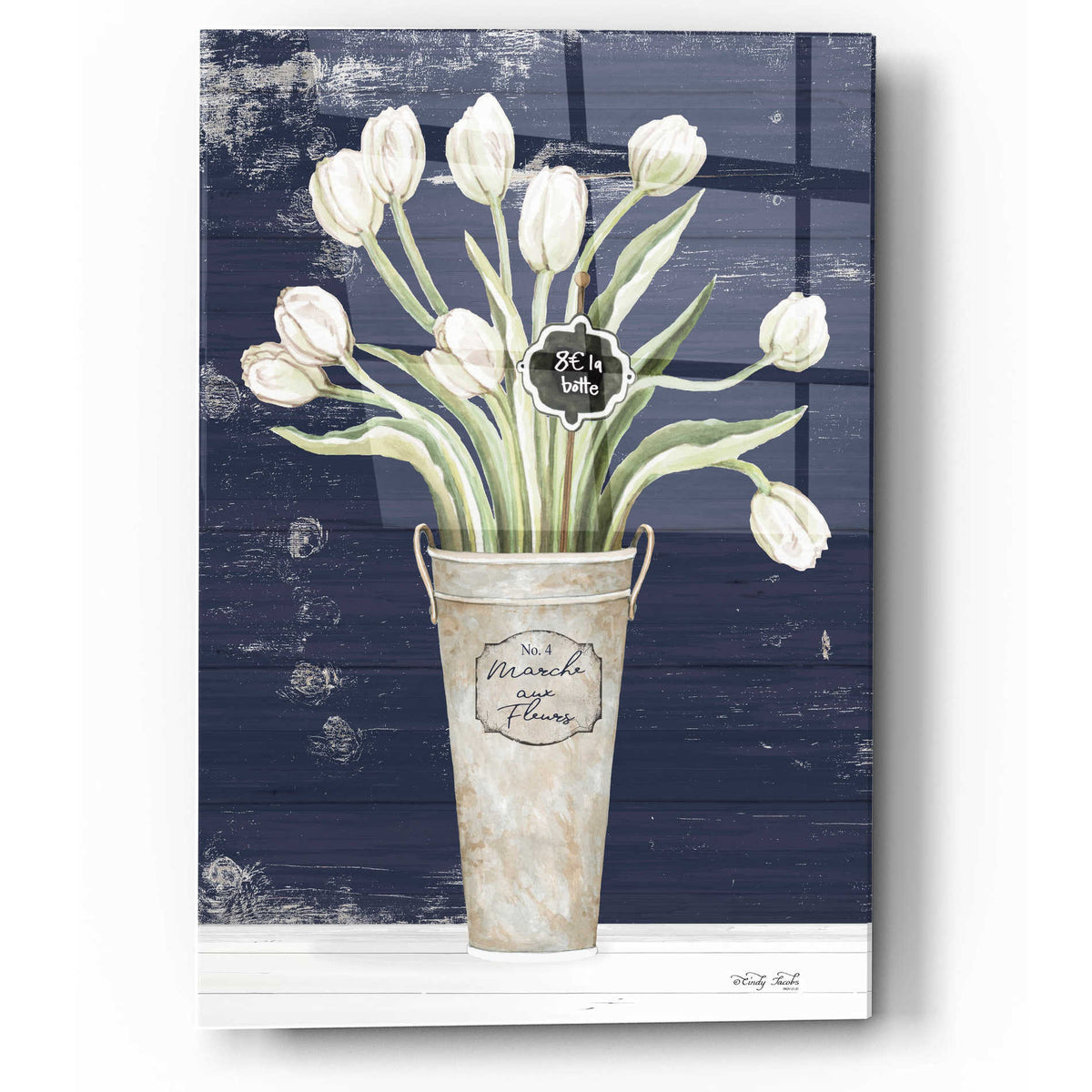 Epic Art 'Tulips on Navy II' by Cindy Jacobs, Acrylic Glass Wall Art