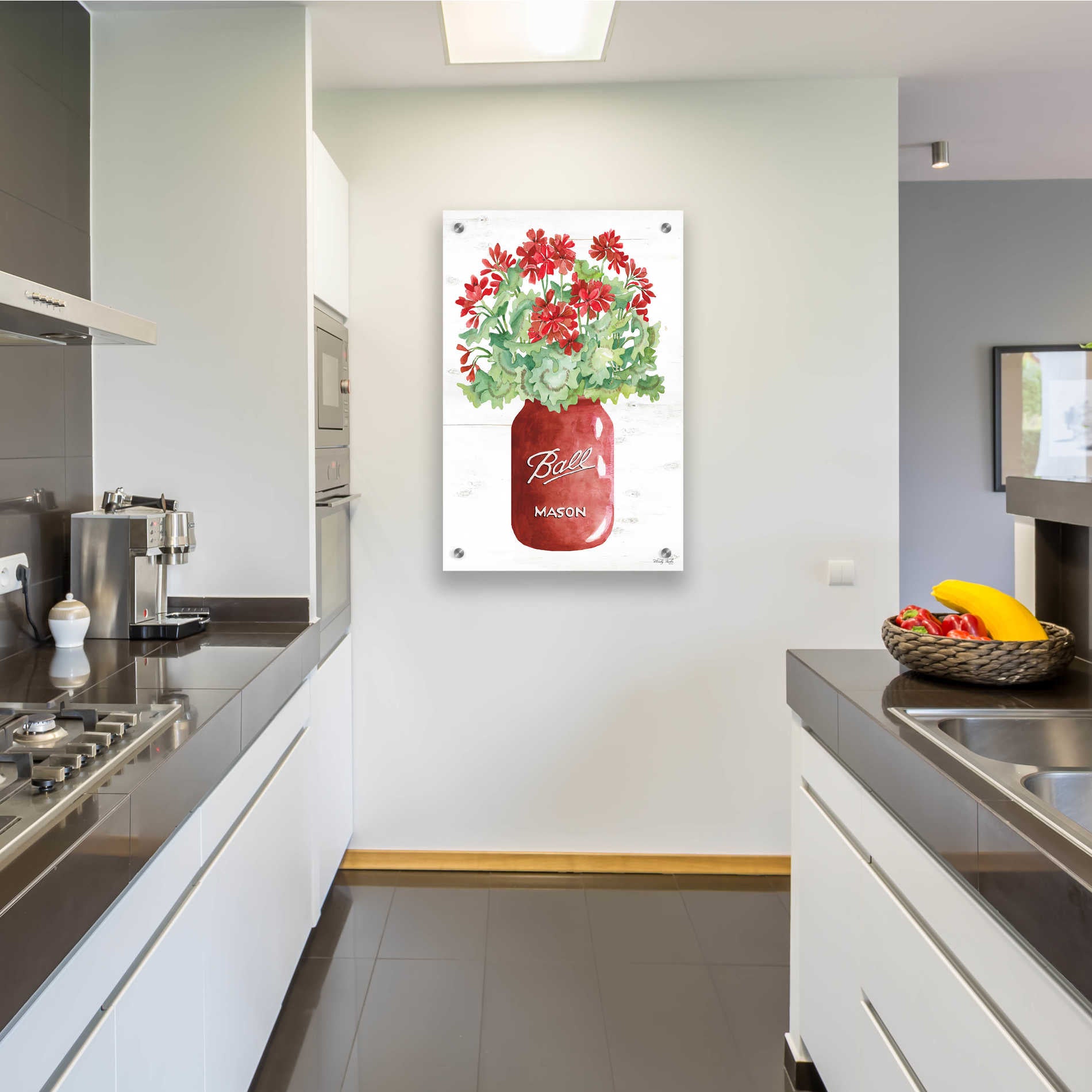 Epic Art 'Patriotic Red Jar' by Cindy Jacobs, Acrylic Glass Wall Art,24x36