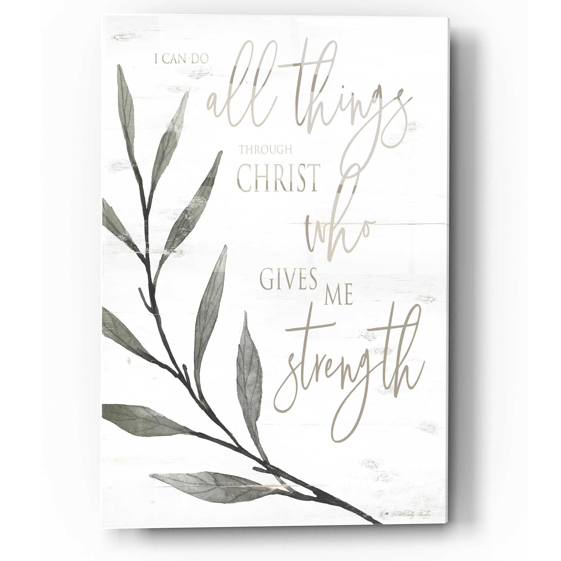 Epic Art 'I Can Do All Things Through Christ' by Cindy Jacobs, Acrylic Glass Wall Art,12x16