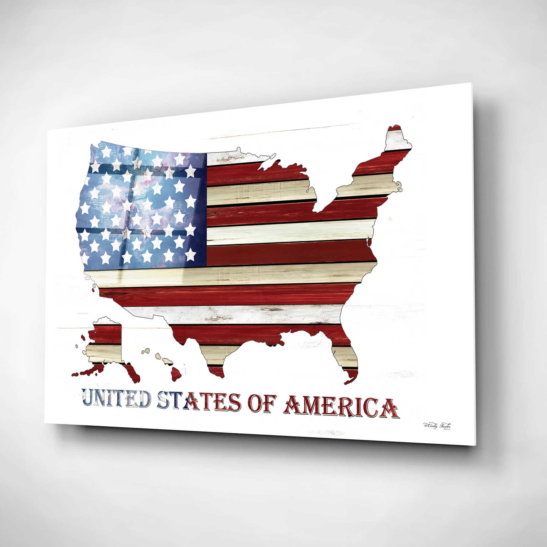 Epic Art 'United States of America' by Cindy Jacobs, Acrylic Glass Wall Art,16x12