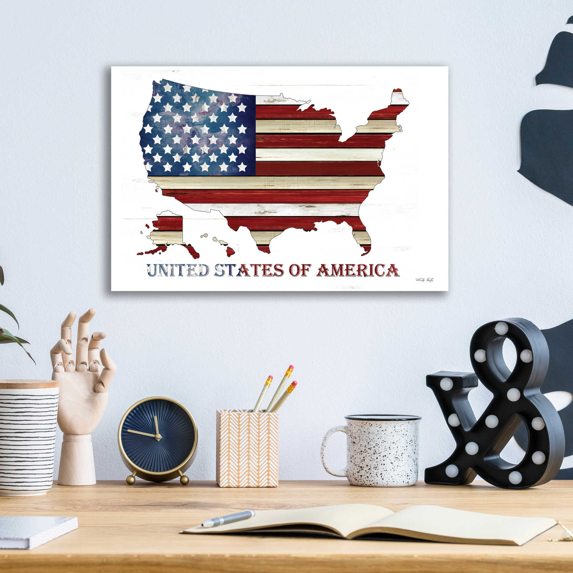 Epic Art 'United States of America' by Cindy Jacobs, Acrylic Glass Wall Art,16x12