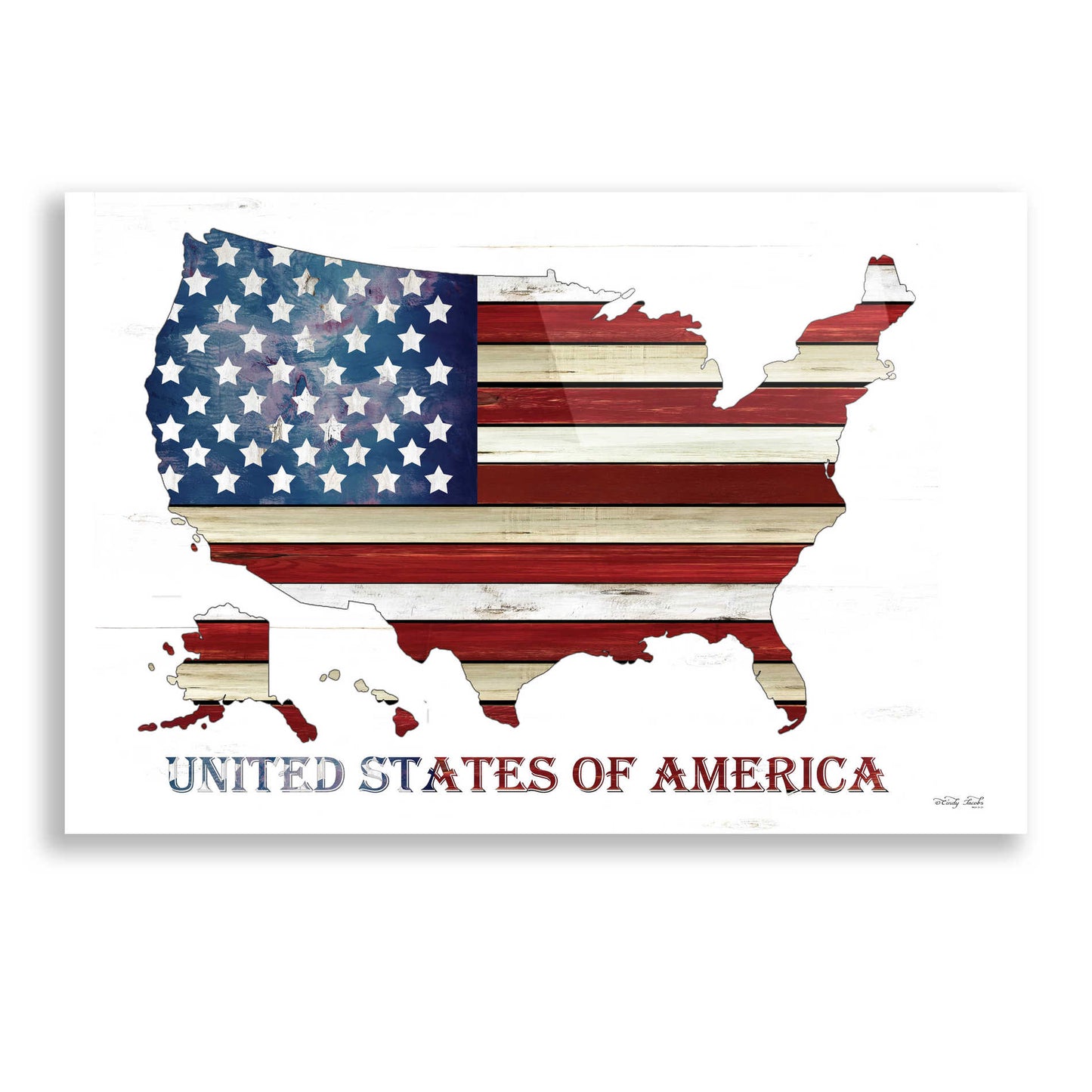 Epic Art 'United States of America' by Cindy Jacobs, Acrylic Glass Wall Art,24x16