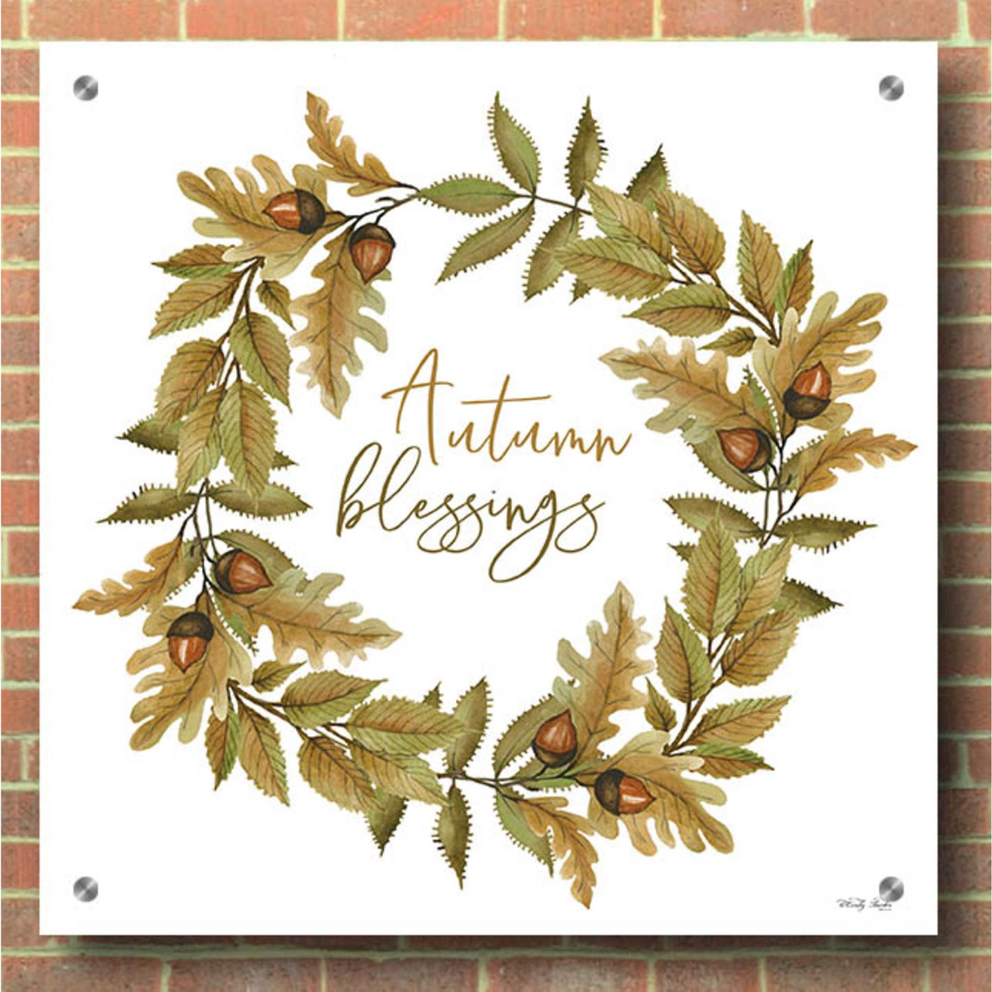 Epic Art 'Autumn Blessings Fall Wreath' by Cindy Jacobs, Acrylic Glass Wall Art,36x36