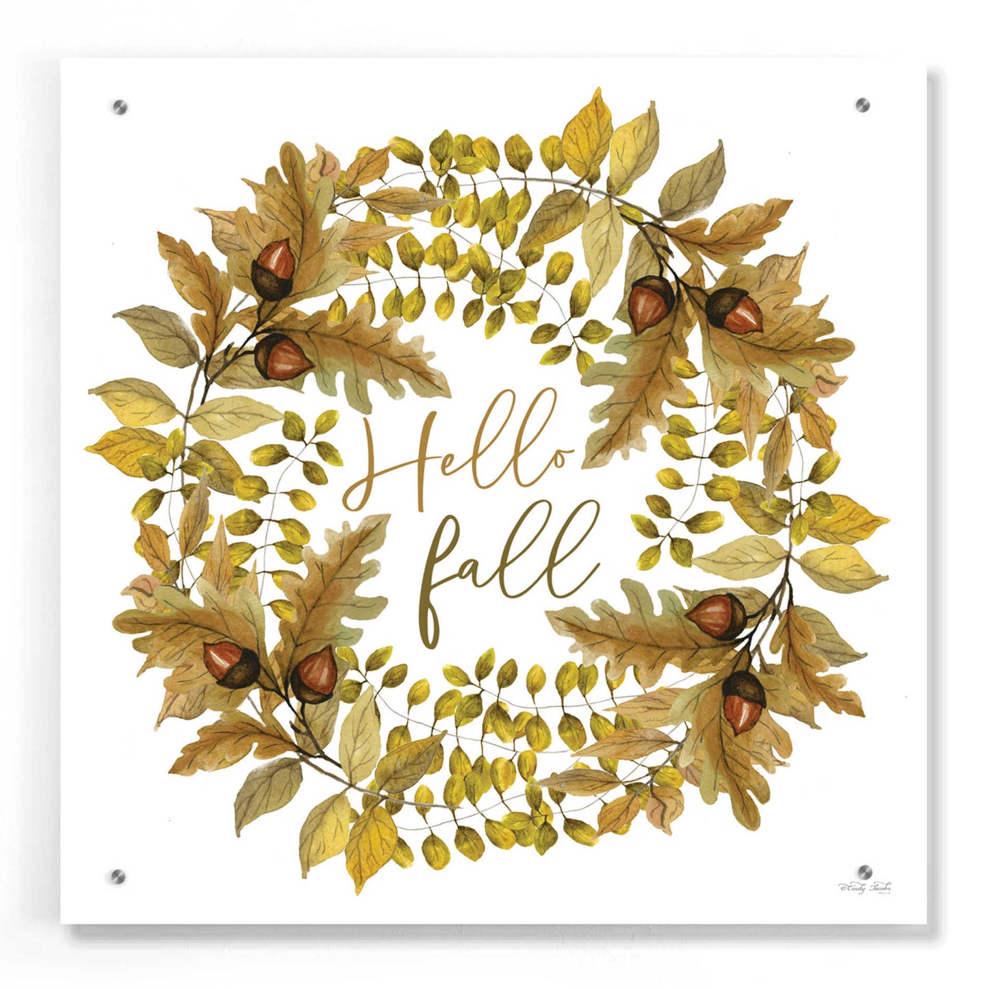 Epic Art 'Hello Fall Wreath' by Cindy Jacobs, Acrylic Glass Wall Art,24x24