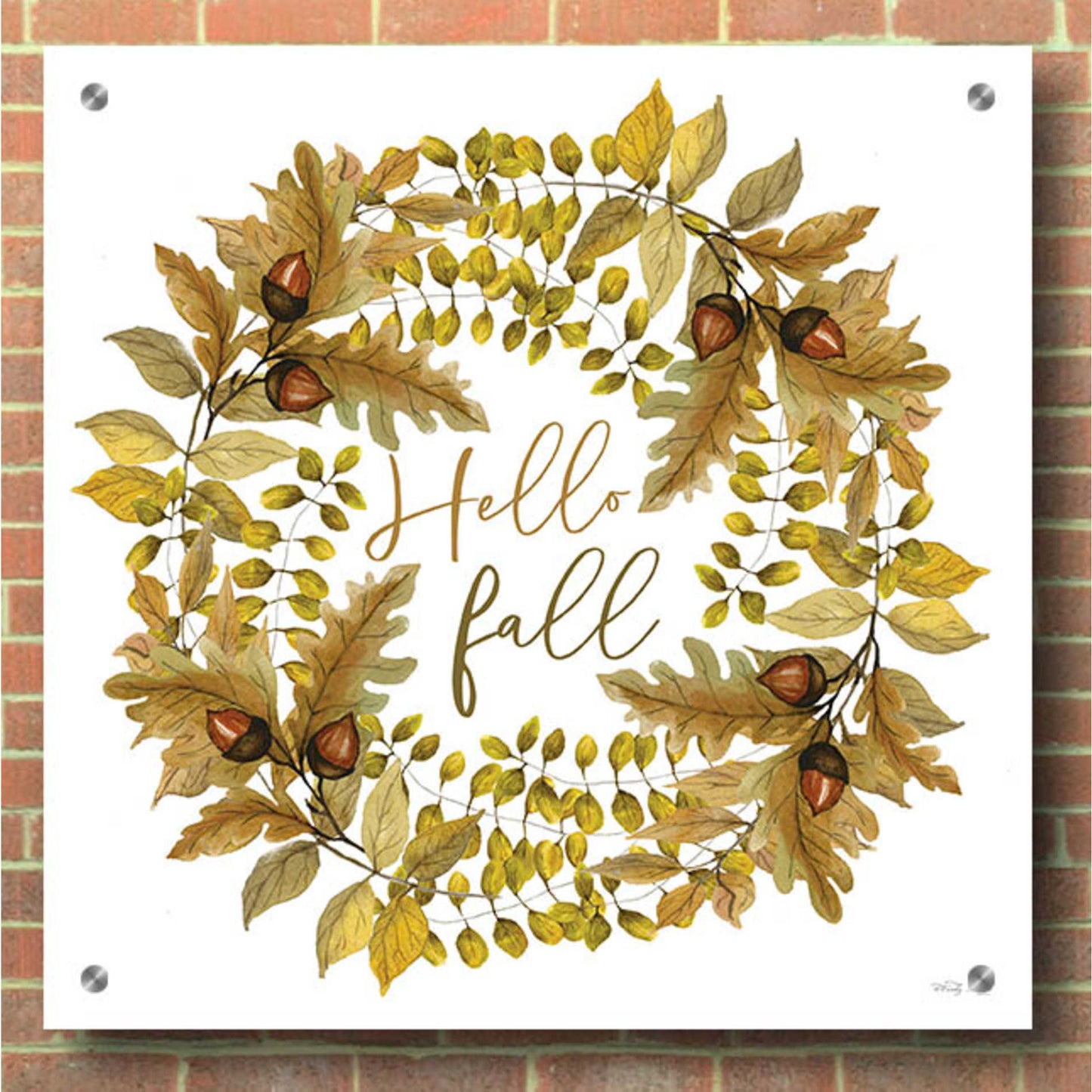 Epic Art 'Hello Fall Wreath' by Cindy Jacobs, Acrylic Glass Wall Art,36x36