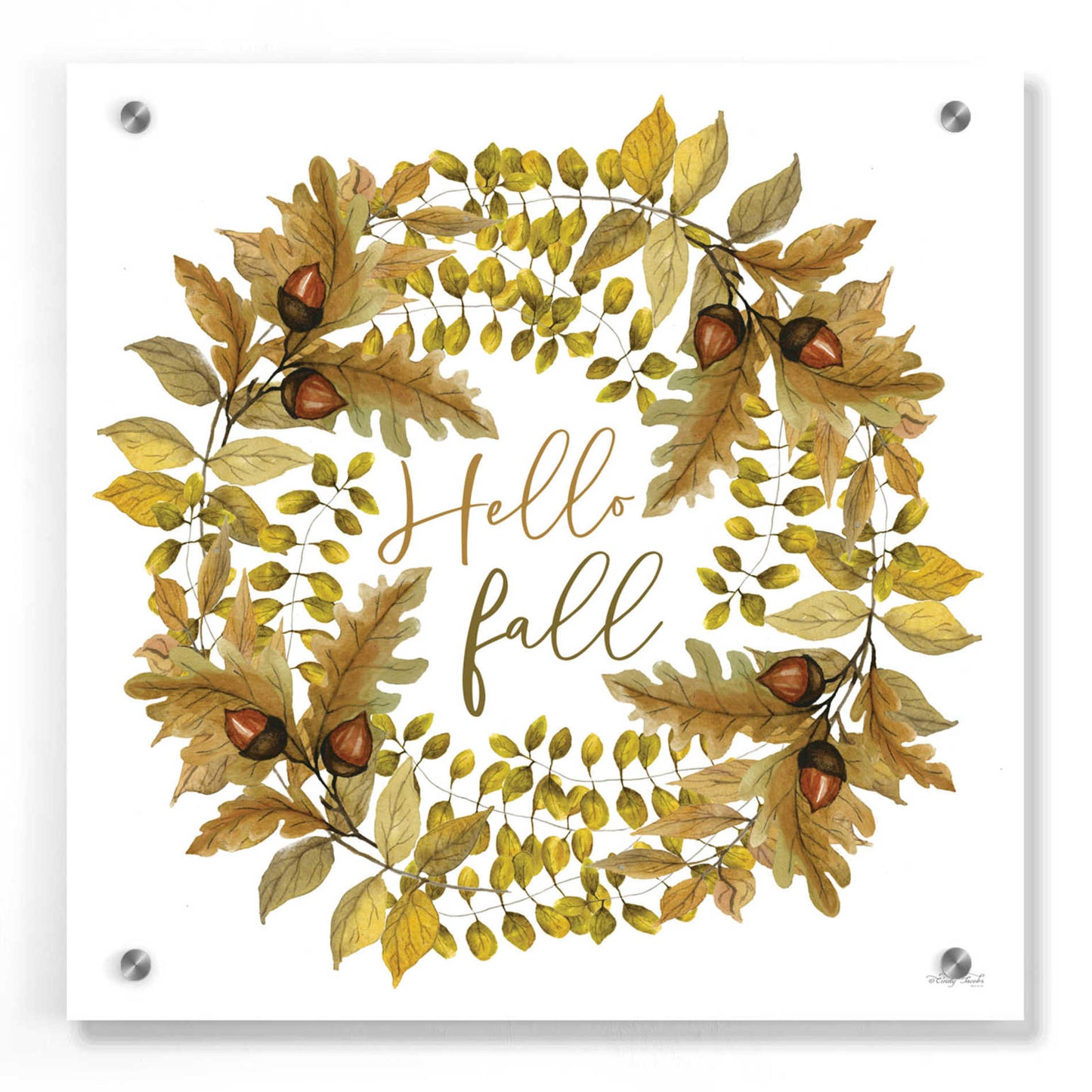 Epic Art 'Hello Fall Wreath' by Cindy Jacobs, Acrylic Glass Wall Art,36x36