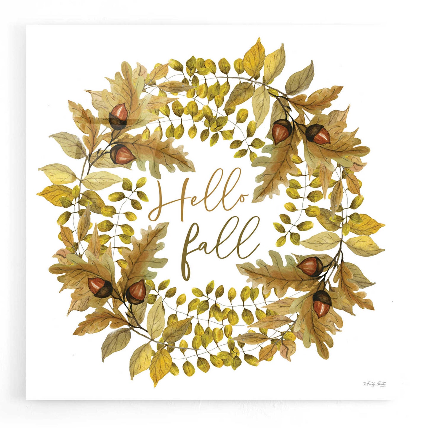 Epic Art 'Hello Fall Wreath' by Cindy Jacobs, Acrylic Glass Wall Art