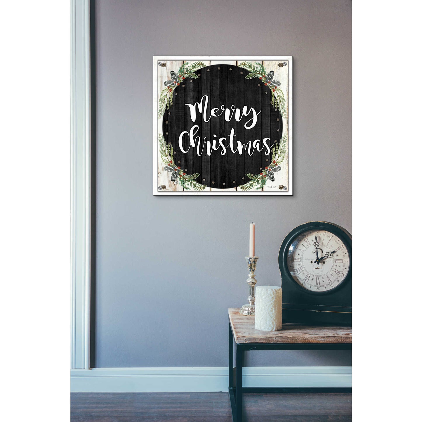 Epic Art 'Merry Christmas Wreath' by Cindy Jacobs, Acrylic Glass Wall Art,24x24