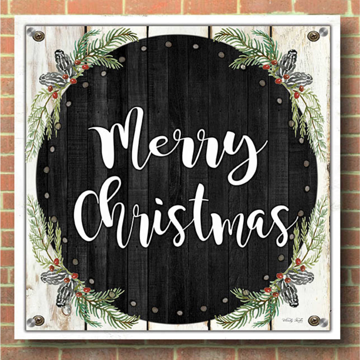 Epic Art 'Merry Christmas Wreath' by Cindy Jacobs, Acrylic Glass Wall Art,36x36