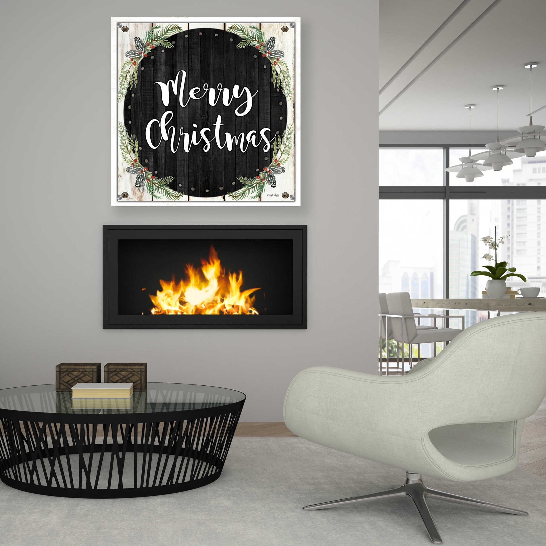 Epic Art 'Merry Christmas Wreath' by Cindy Jacobs, Acrylic Glass Wall Art,36x36