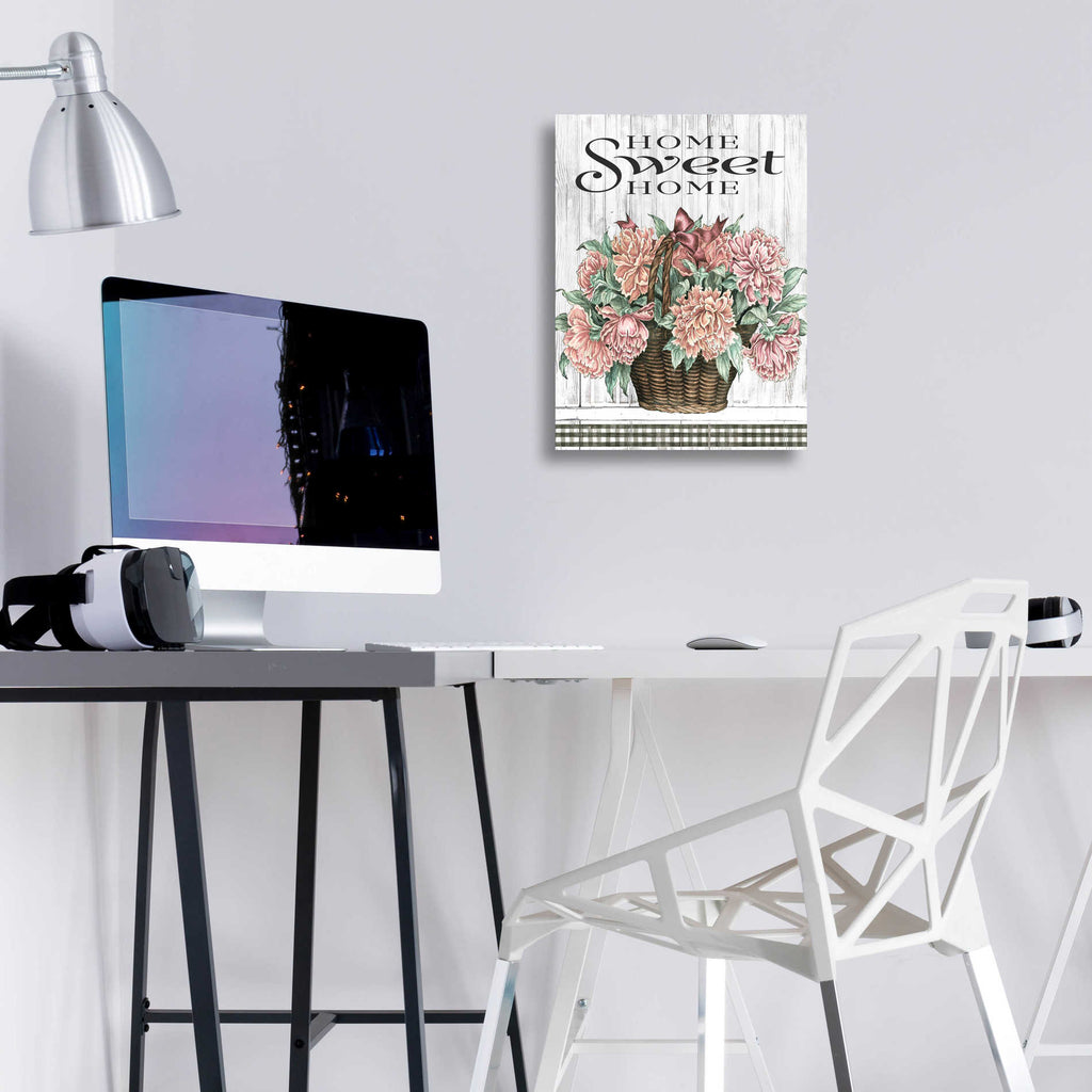 Epic Art 'Home Sweet Home Peonies' by Cindy Jacobs, Acrylic Glass Wall Art,12x16