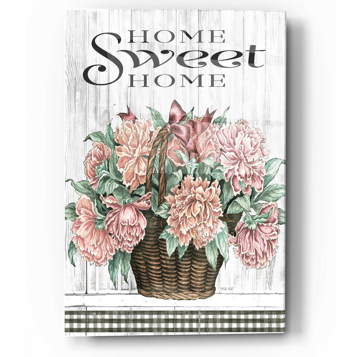 Epic Art 'Home Sweet Home Peonies' by Cindy Jacobs, Acrylic Glass Wall Art