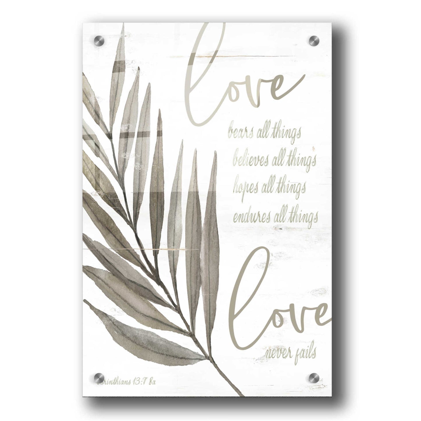 Epic Art 'Love Never Fails 2' by Cindy Jacobs, Acrylic Glass Wall Art,24x36