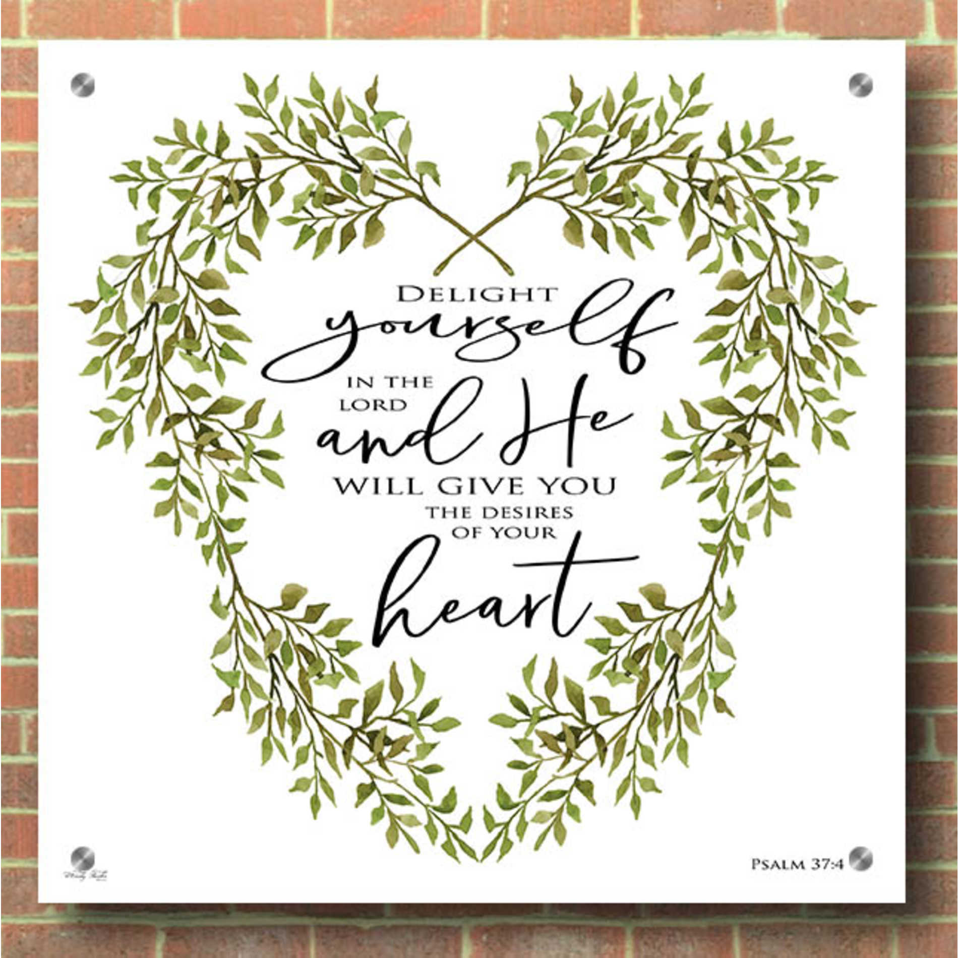 Epic Art 'Delight Yourself Heart Wreath' by Cindy Jacobs, Acrylic Glass Wall Art,36x36