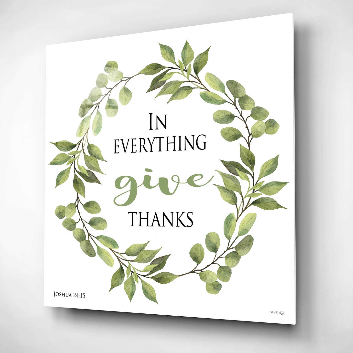 Epic Art 'In Everything Give Thanks Wreath' by Cindy Jacobs, Acrylic Glass Wall Art,12x12