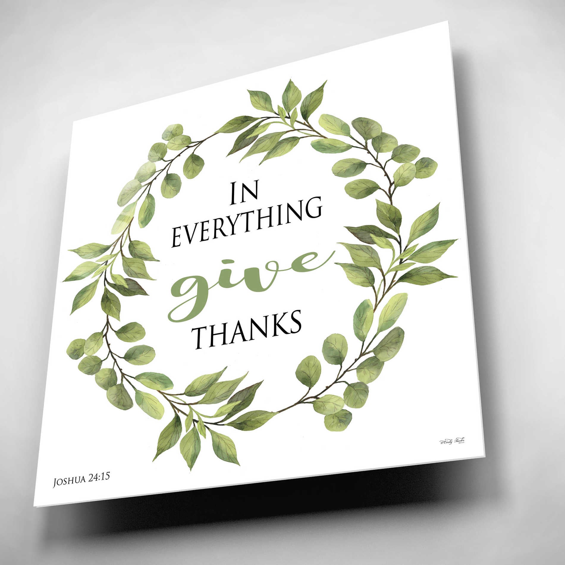 Epic Art 'In Everything Give Thanks Wreath' by Cindy Jacobs, Acrylic Glass Wall Art,12x12