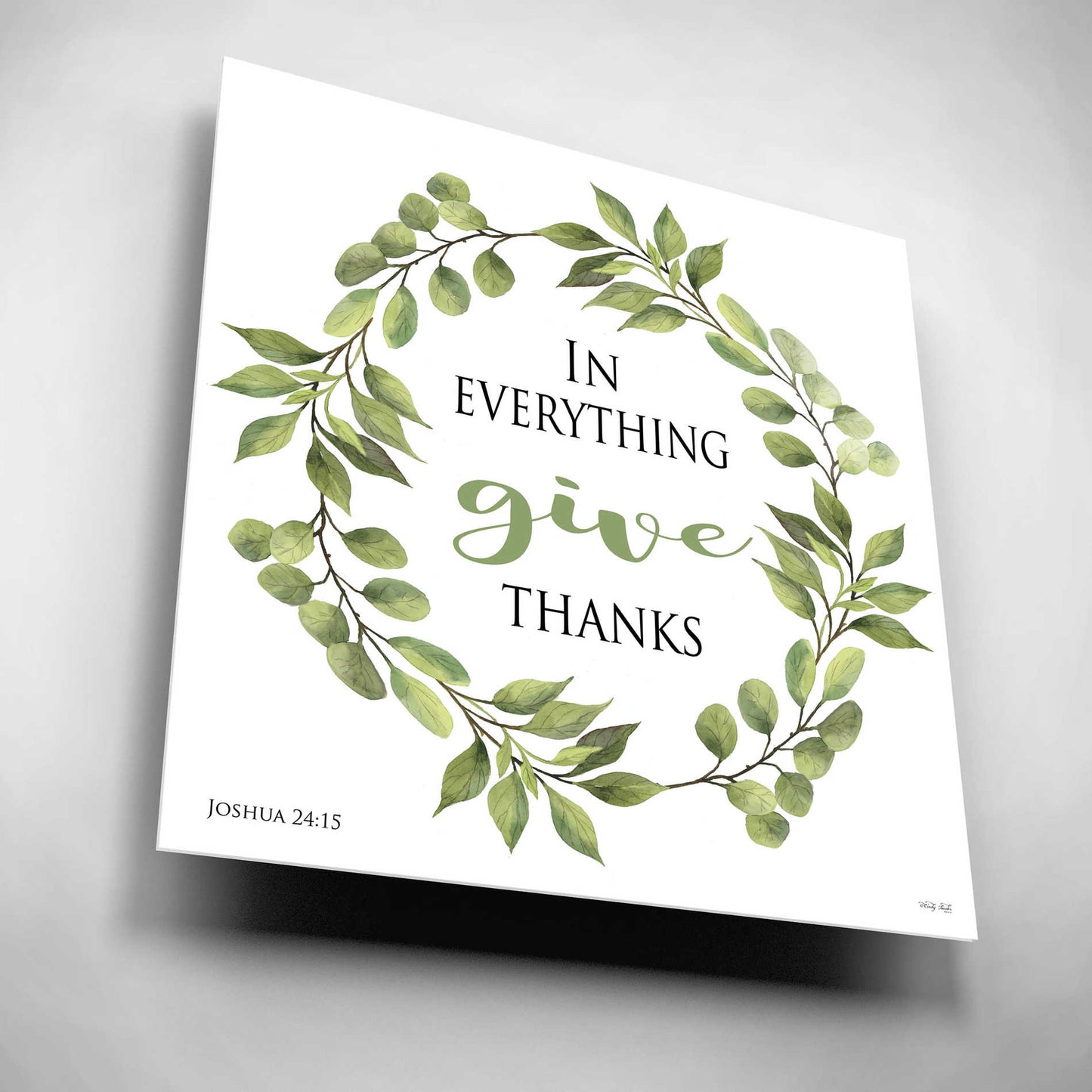 Epic Art 'In Everything Give Thanks Wreath' by Cindy Jacobs, Acrylic Glass Wall Art,12x12