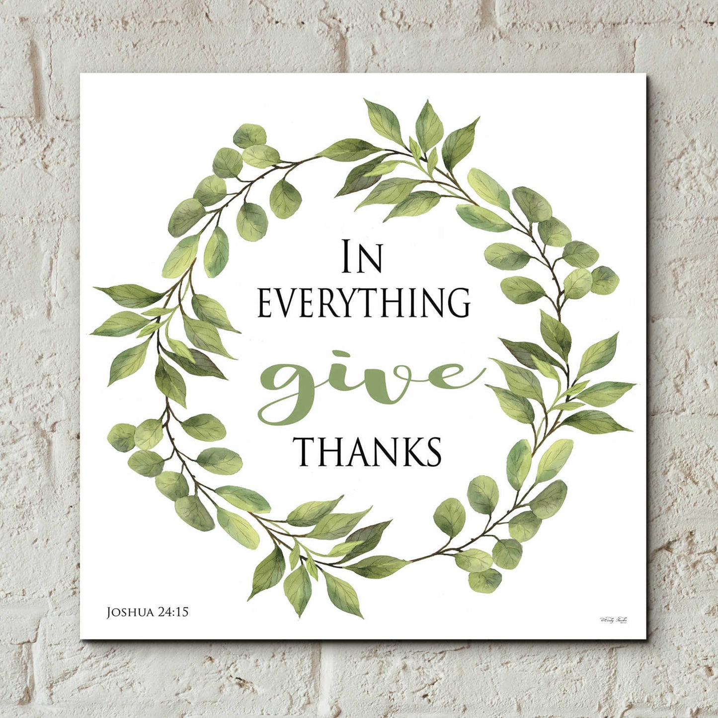Epic Art 'In Everything Give Thanks Wreath' by Cindy Jacobs, Acrylic Glass Wall Art,12x12