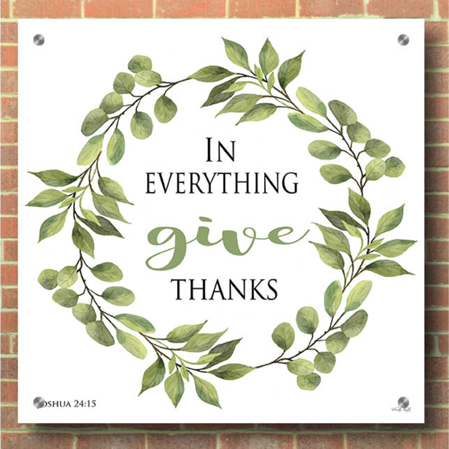 Epic Art 'In Everything Give Thanks Wreath' by Cindy Jacobs, Acrylic Glass Wall Art,36x36