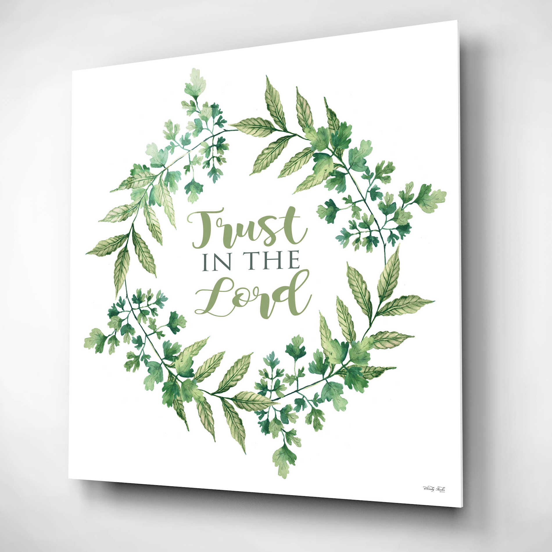 Epic Art 'Trust in the Lord Wreath' by Cindy Jacobs, Acrylic Glass Wall Art,12x12