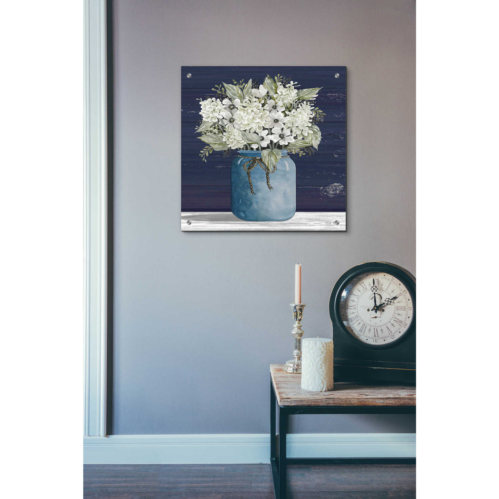 Epic Art 'White Flowers I' by Cindy Jacobs, Acrylic Glass Wall Art,24x24