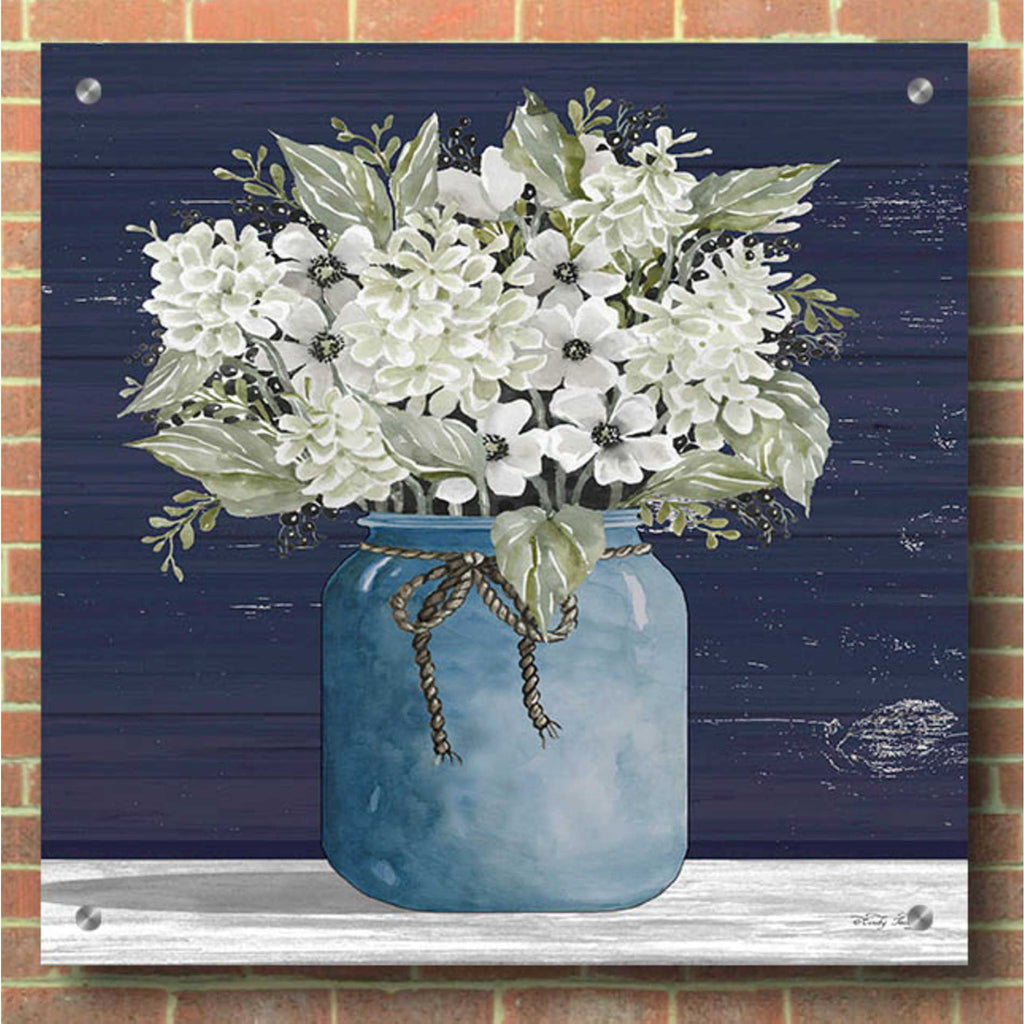 Epic Art 'White Flowers I' by Cindy Jacobs, Acrylic Glass Wall Art,36x36