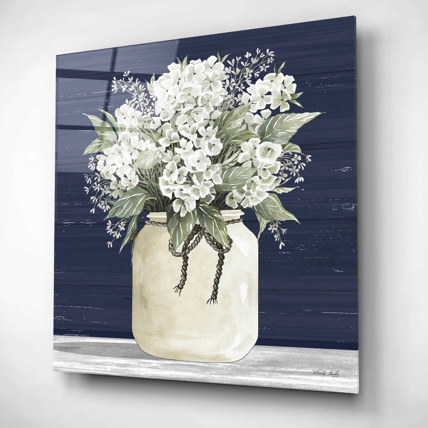 Epic Art 'White Flowers II' by Cindy Jacobs, Acrylic Glass Wall Art,12x12