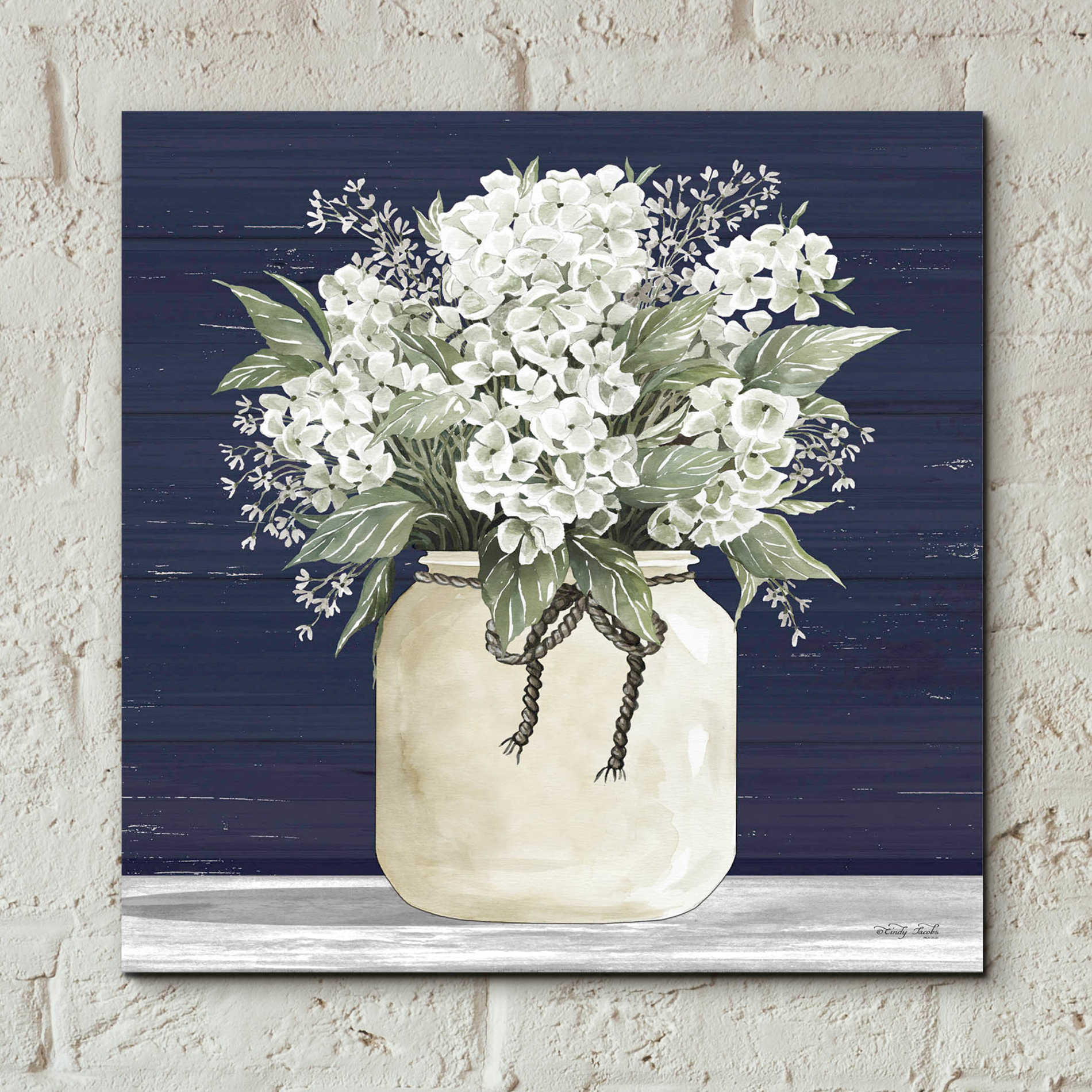 Epic Art 'White Flowers II' by Cindy Jacobs, Acrylic Glass Wall Art,12x12