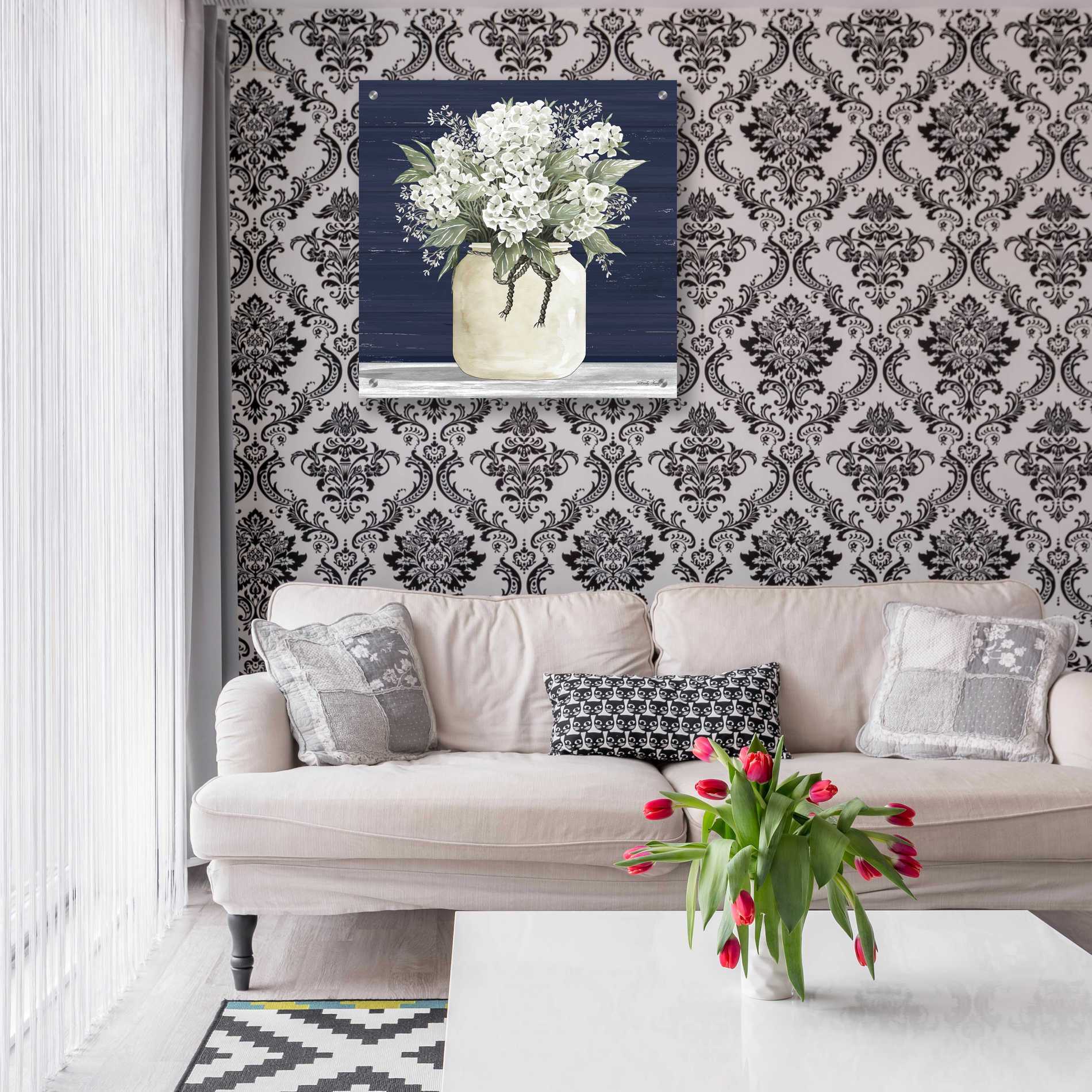 Epic Art 'White Flowers II' by Cindy Jacobs, Acrylic Glass Wall Art,24x24