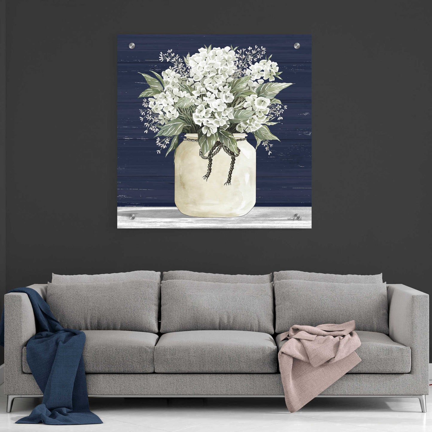 Epic Art 'White Flowers II' by Cindy Jacobs, Acrylic Glass Wall Art,36x36