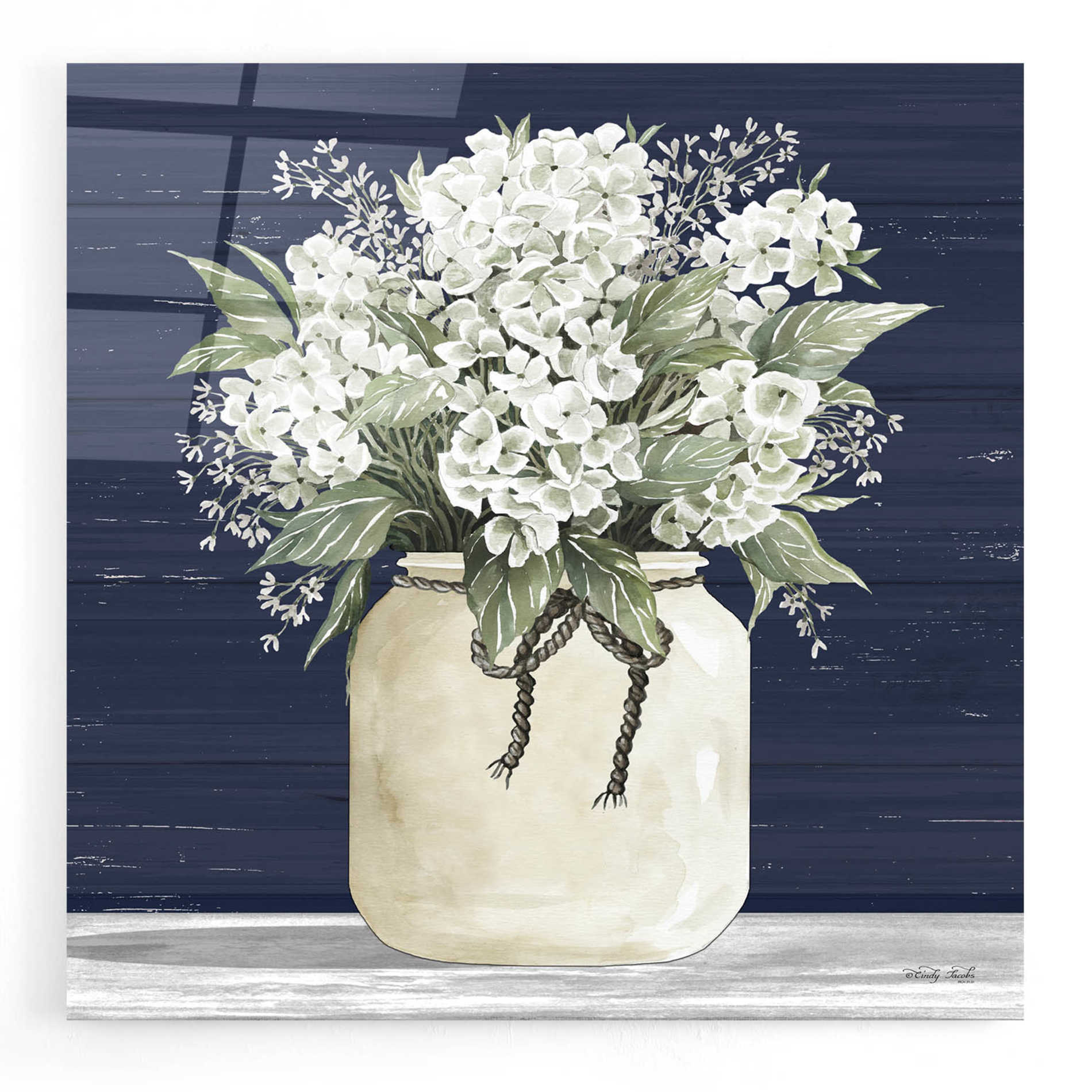 Epic Art 'White Flowers II' by Cindy Jacobs, Acrylic Glass Wall Art