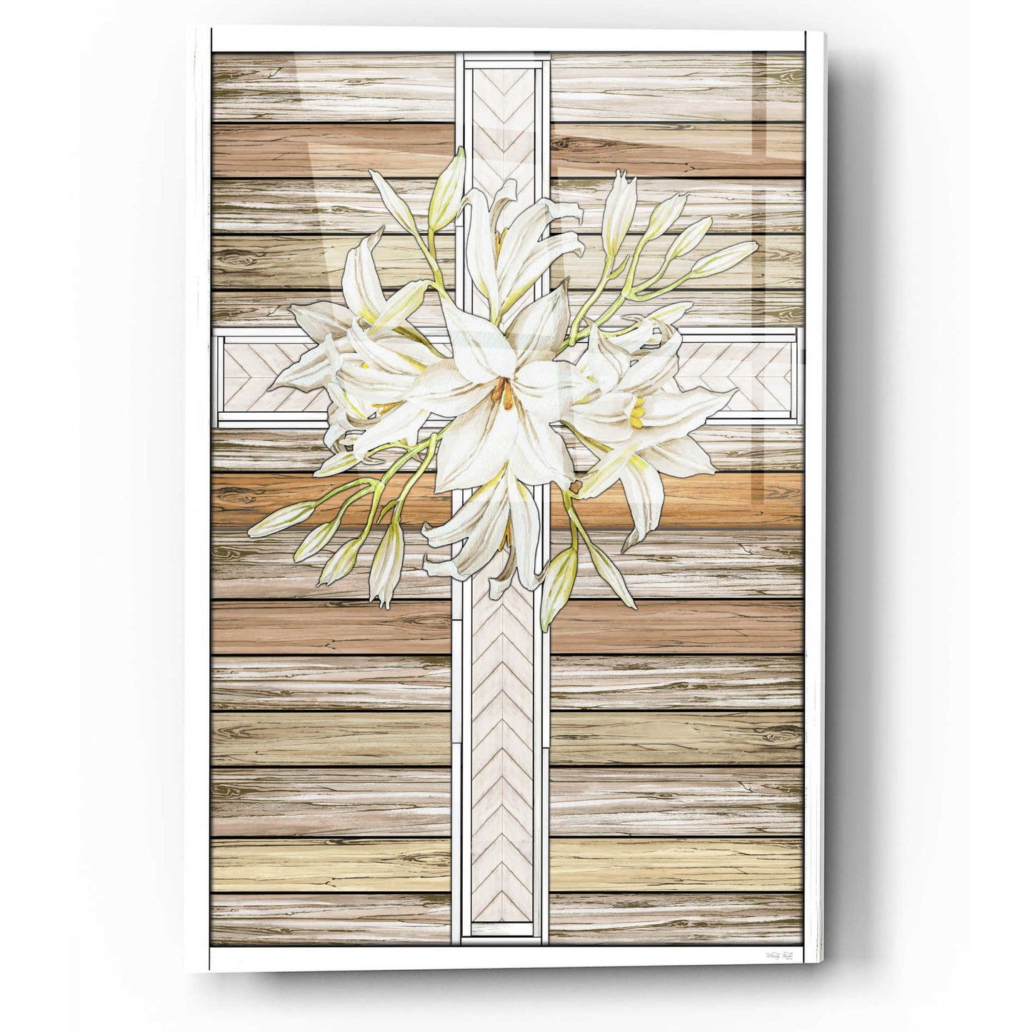 Epic Art 'Floral Cross' by Cindy Jacobs, Acrylic Glass Wall Art,12x16