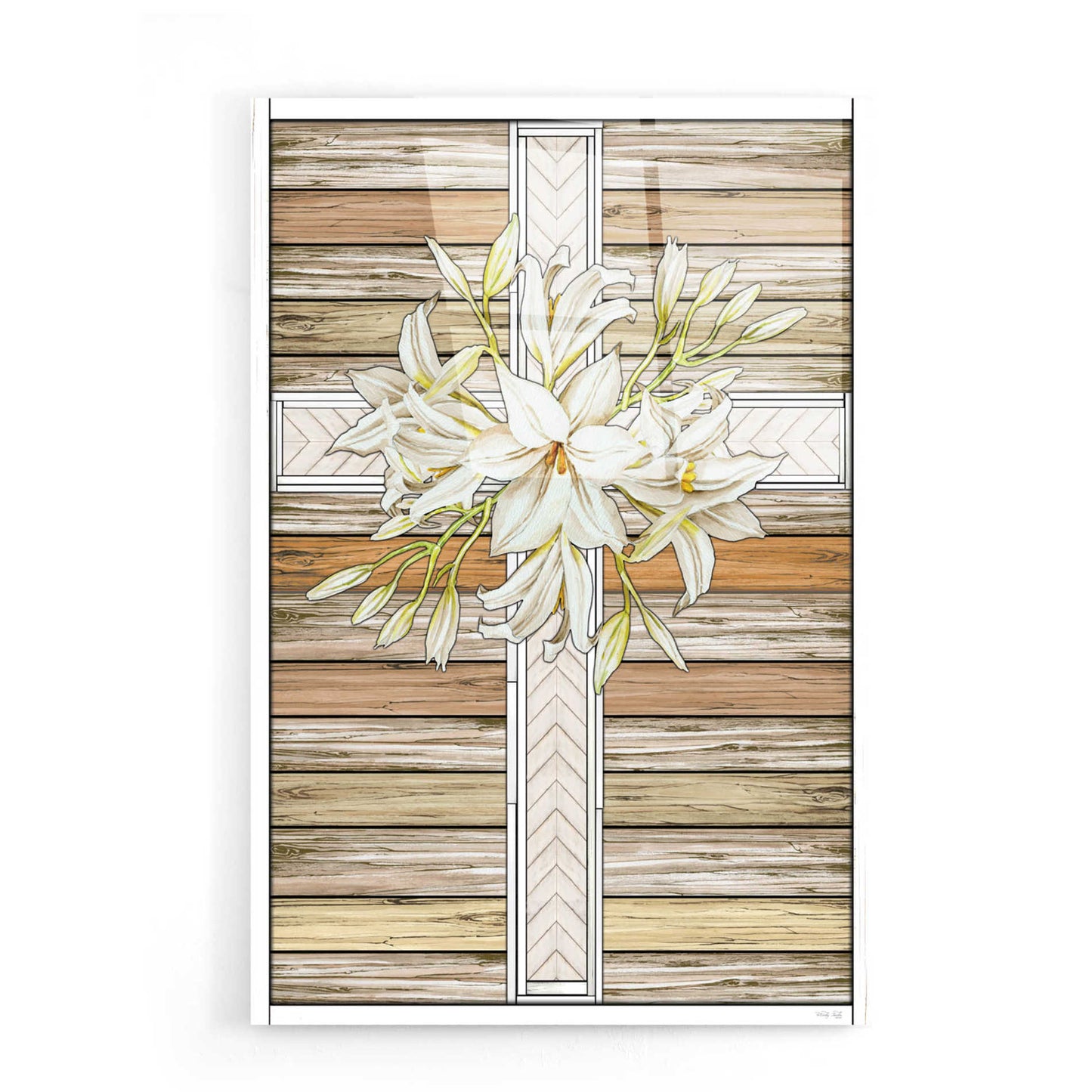 Epic Art 'Floral Cross' by Cindy Jacobs, Acrylic Glass Wall Art,16x24