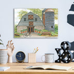 Epic Art 'Bluebird Barn' by Cindy Jacobs, Acrylic Glass Wall Art,16x12