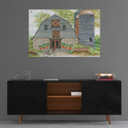 Epic Art 'Bluebird Barn' by Cindy Jacobs, Acrylic Glass Wall Art,36x24