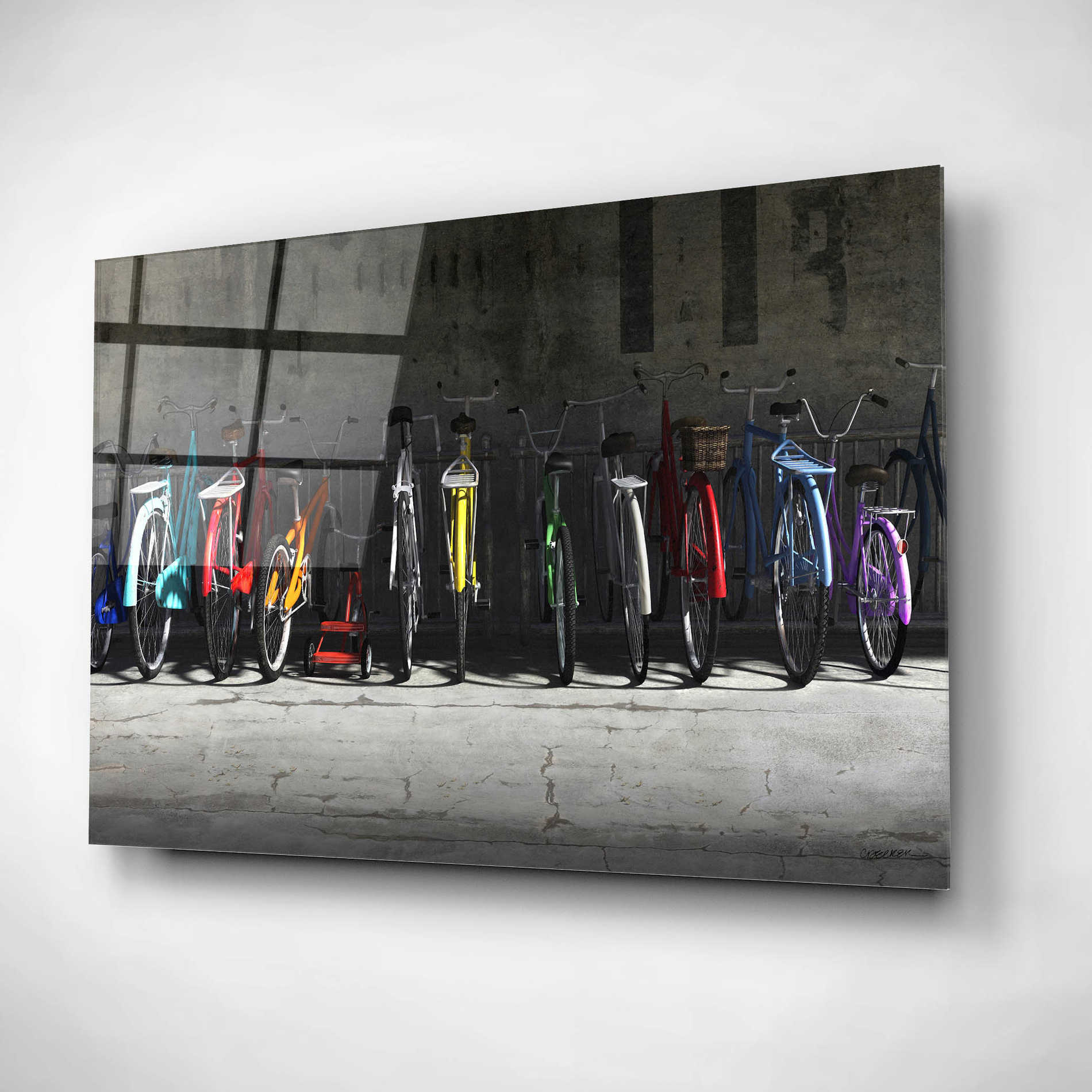 Epic Art 'Bike Rack' by Cynthia Decker, Acrylic Glass Wall Art,16x12