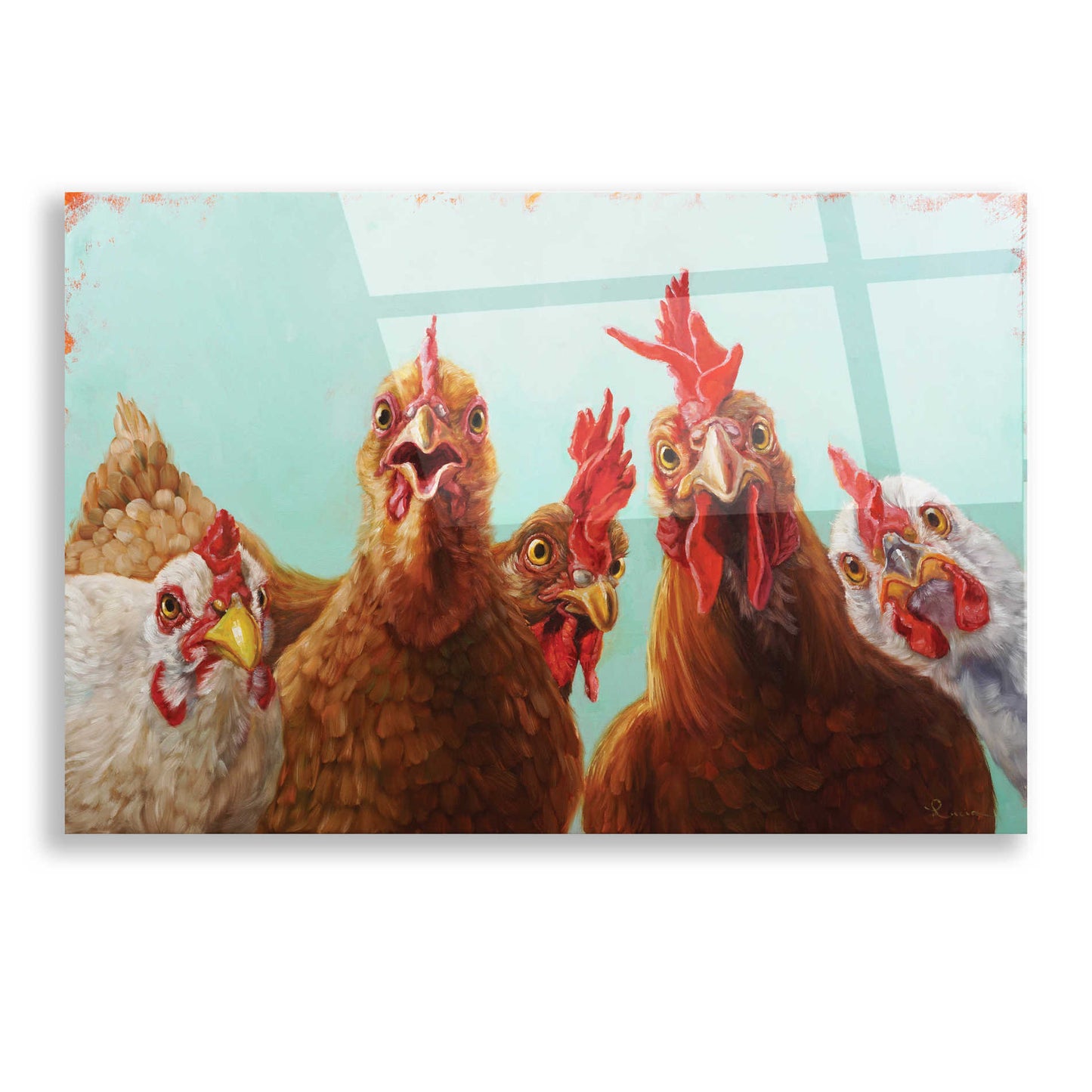 Epic Art 'Chicken for Dinner' by Lucia Heffernan, Acrylic Glass Wall Art,16x12