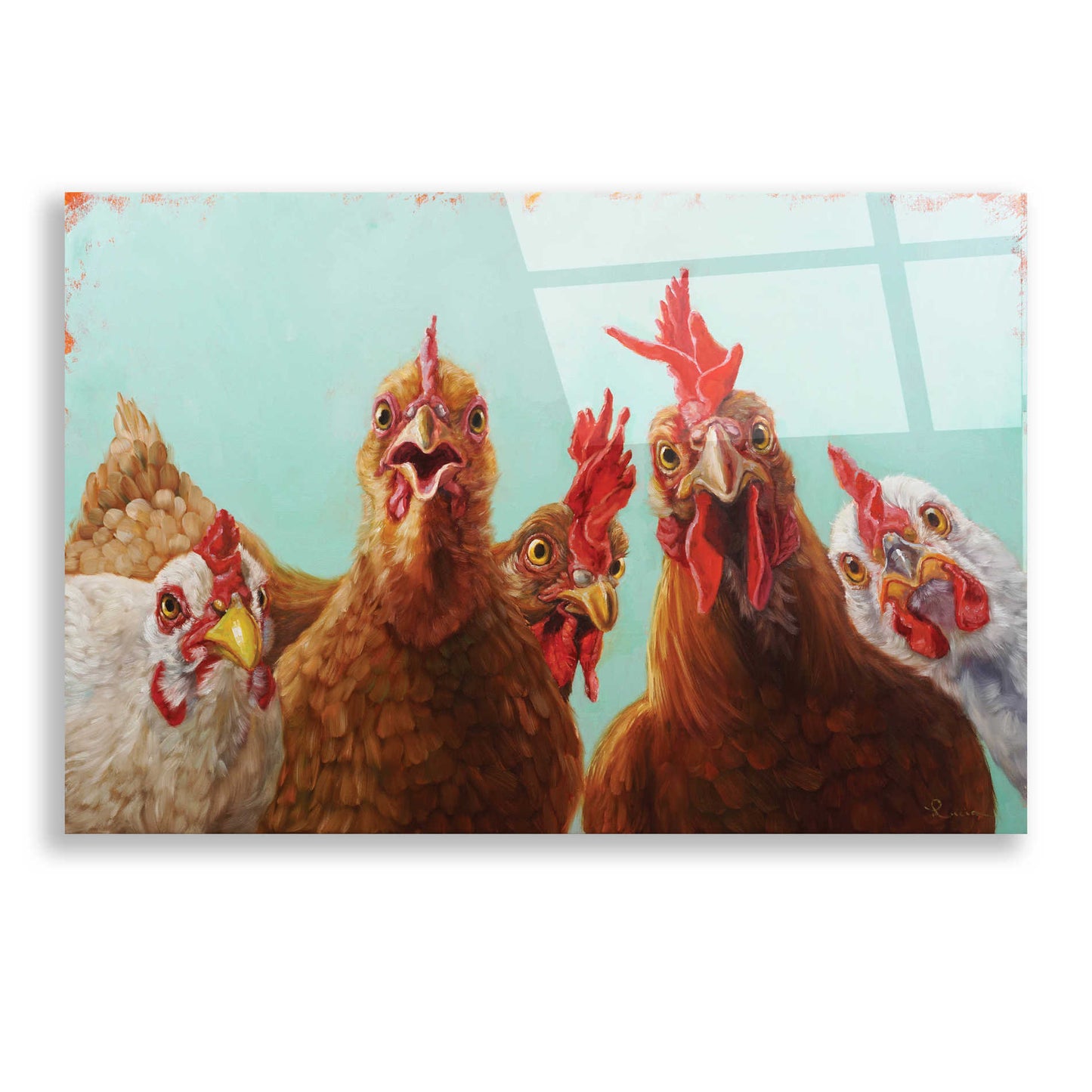 Epic Art 'Chicken for Dinner' by Lucia Heffernan, Acrylic Glass Wall Art,24x16