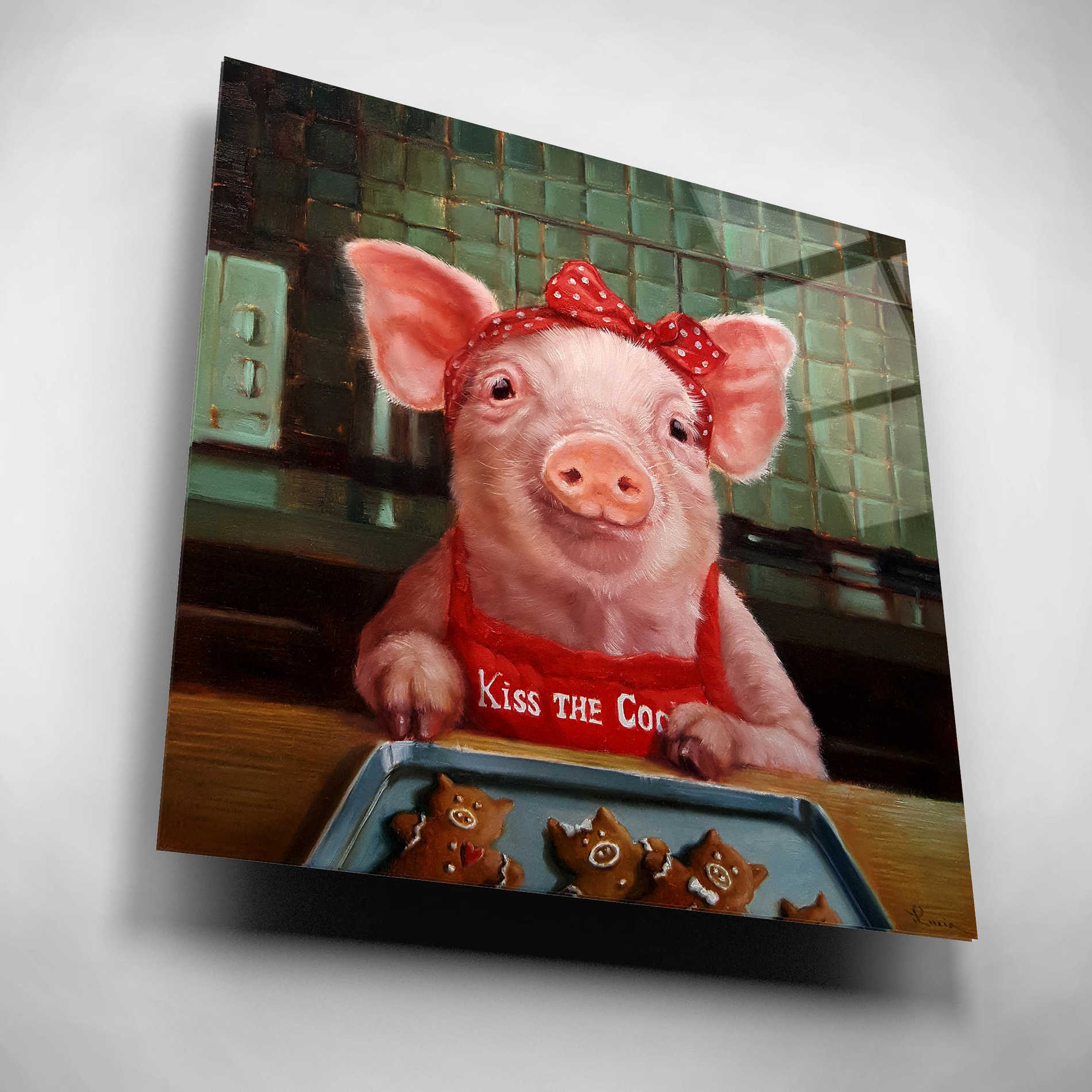 Epic Art 'Gingerbread Pigs' by Lucia Heffernan, Acrylic Glass Wall Art,12x12