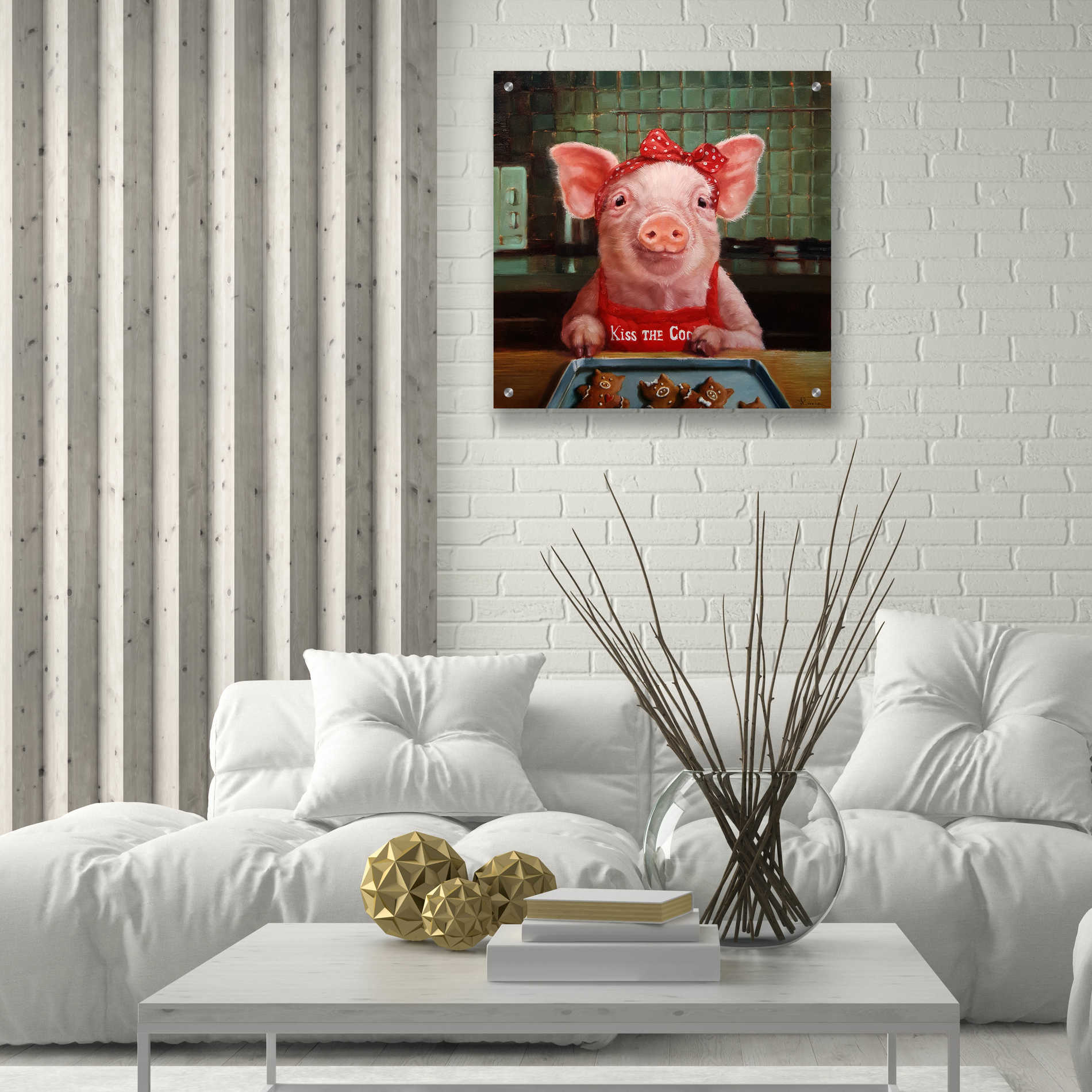 Epic Art 'Gingerbread Pigs' by Lucia Heffernan, Acrylic Glass Wall Art,24x24