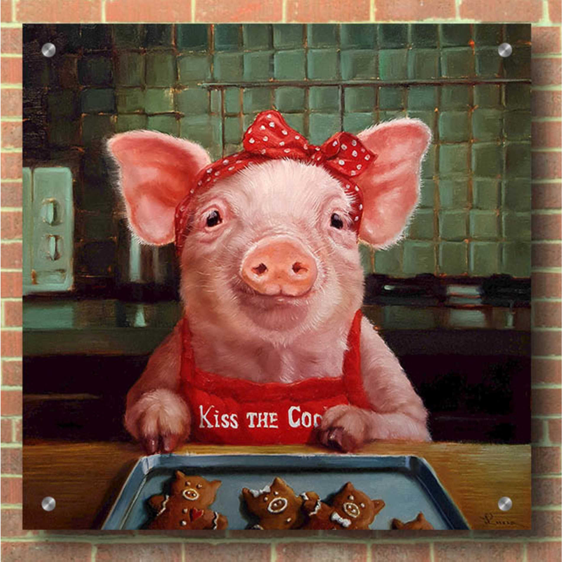 Epic Art 'Gingerbread Pigs' by Lucia Heffernan, Acrylic Glass Wall Art,36x36