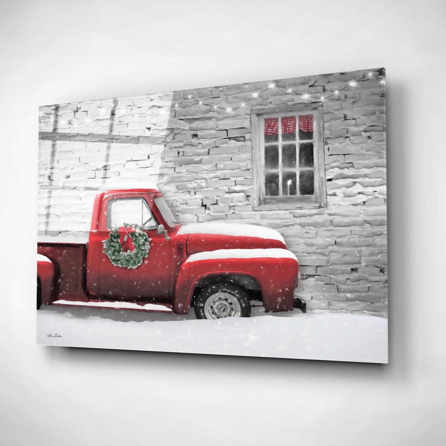 Epic Art 'Snowy Christmas Truck' by Lori Deiter, Acrylic Glass Wall Art,16x12
