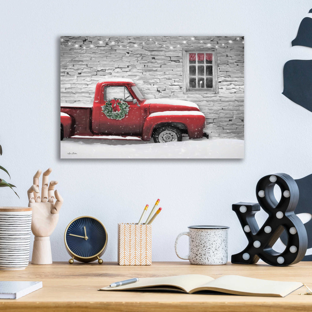 Epic Art 'Snowy Christmas Truck' by Lori Deiter, Acrylic Glass Wall Art,16x12