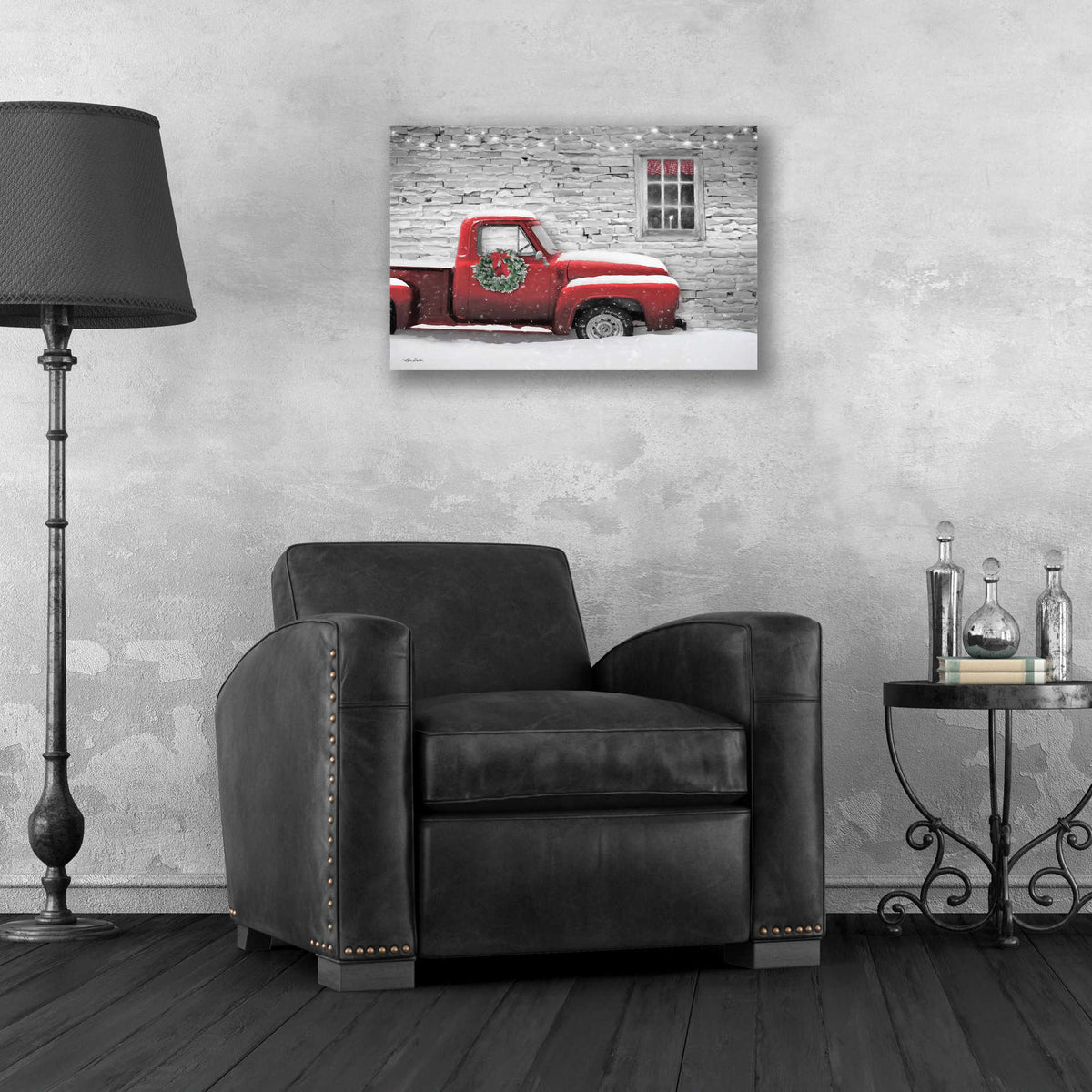 Epic Art 'Snowy Christmas Truck' by Lori Deiter, Acrylic Glass Wall Art,24x16