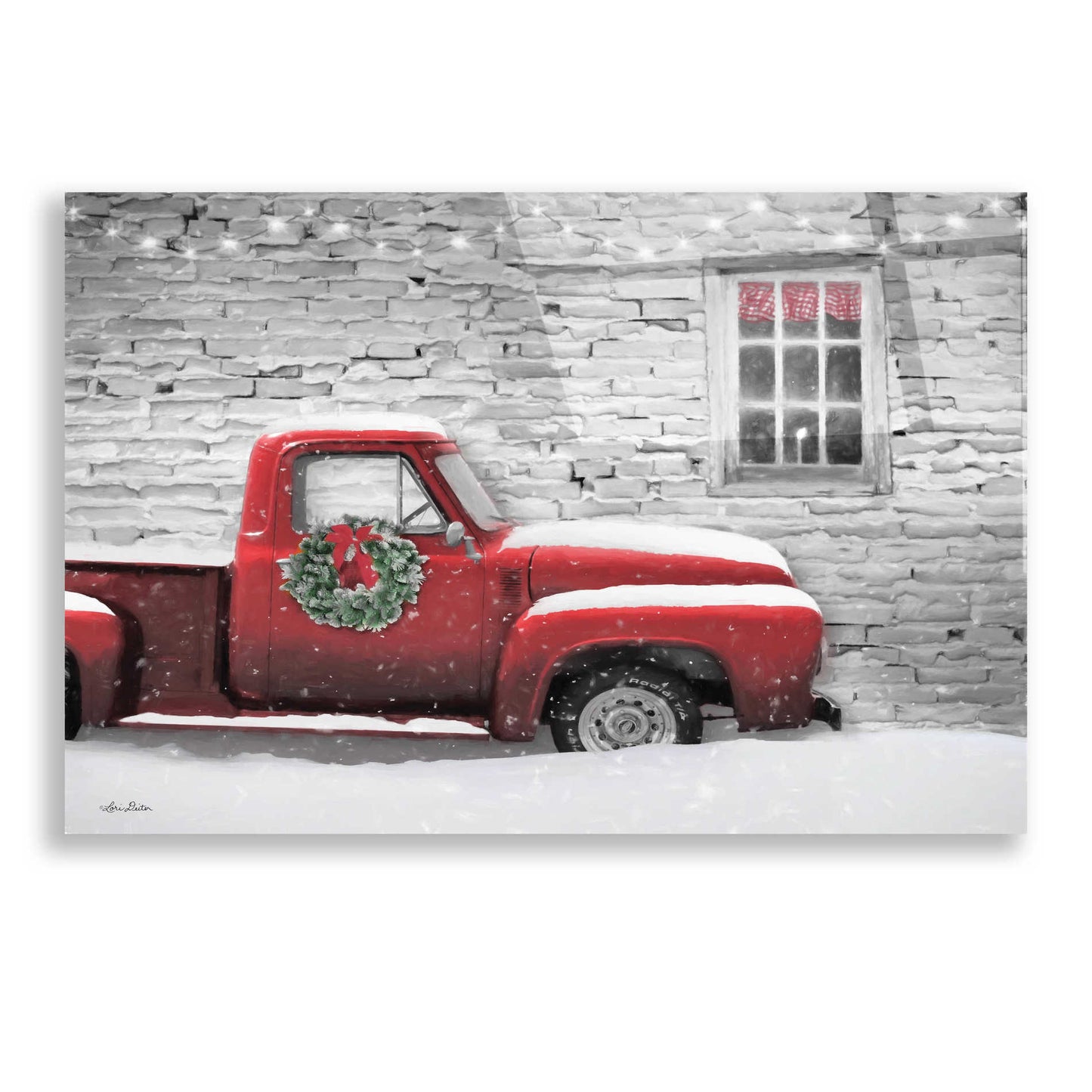 Epic Art 'Snowy Christmas Truck' by Lori Deiter, Acrylic Glass Wall Art,24x16