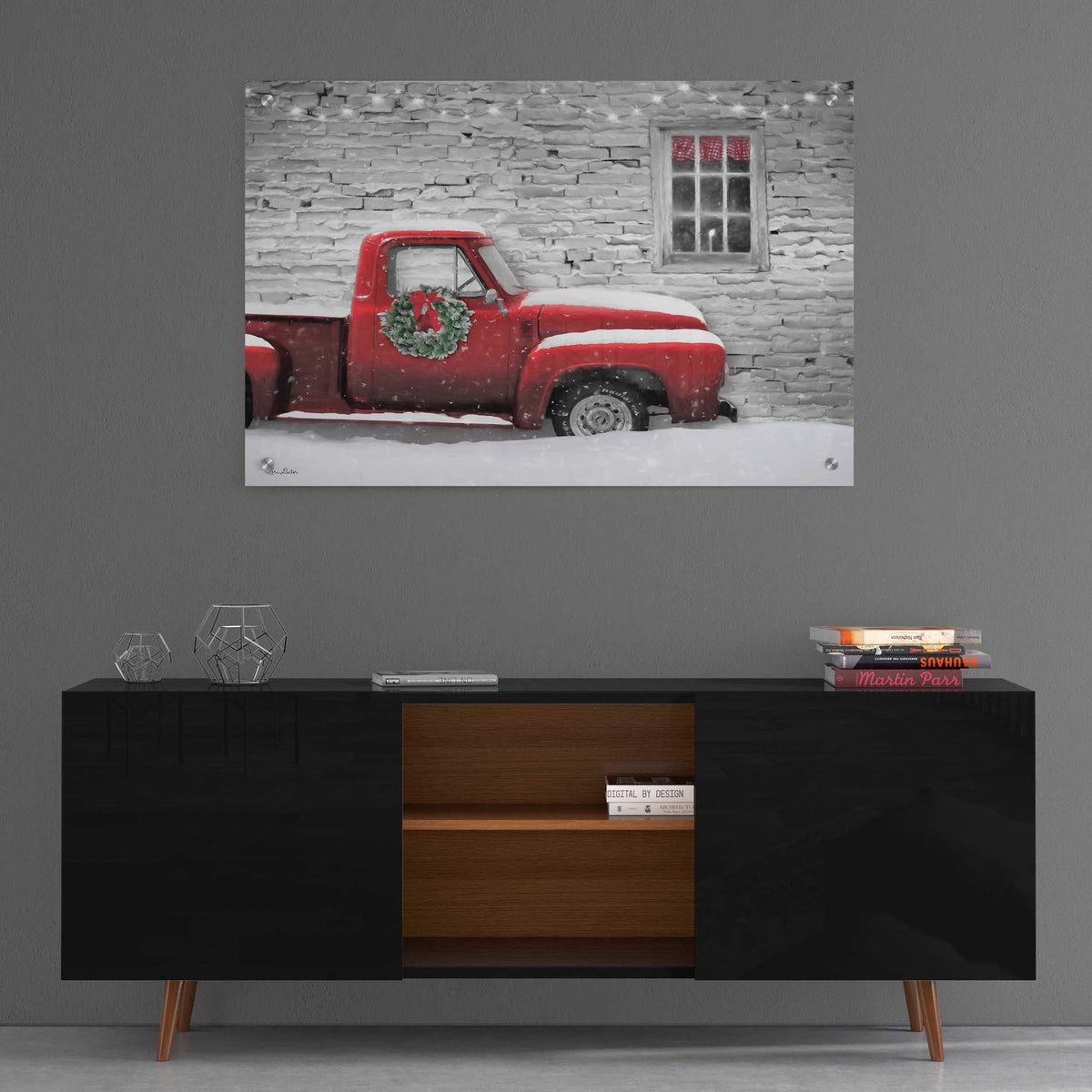 Epic Art 'Snowy Christmas Truck' by Lori Deiter, Acrylic Glass Wall Art,36x24