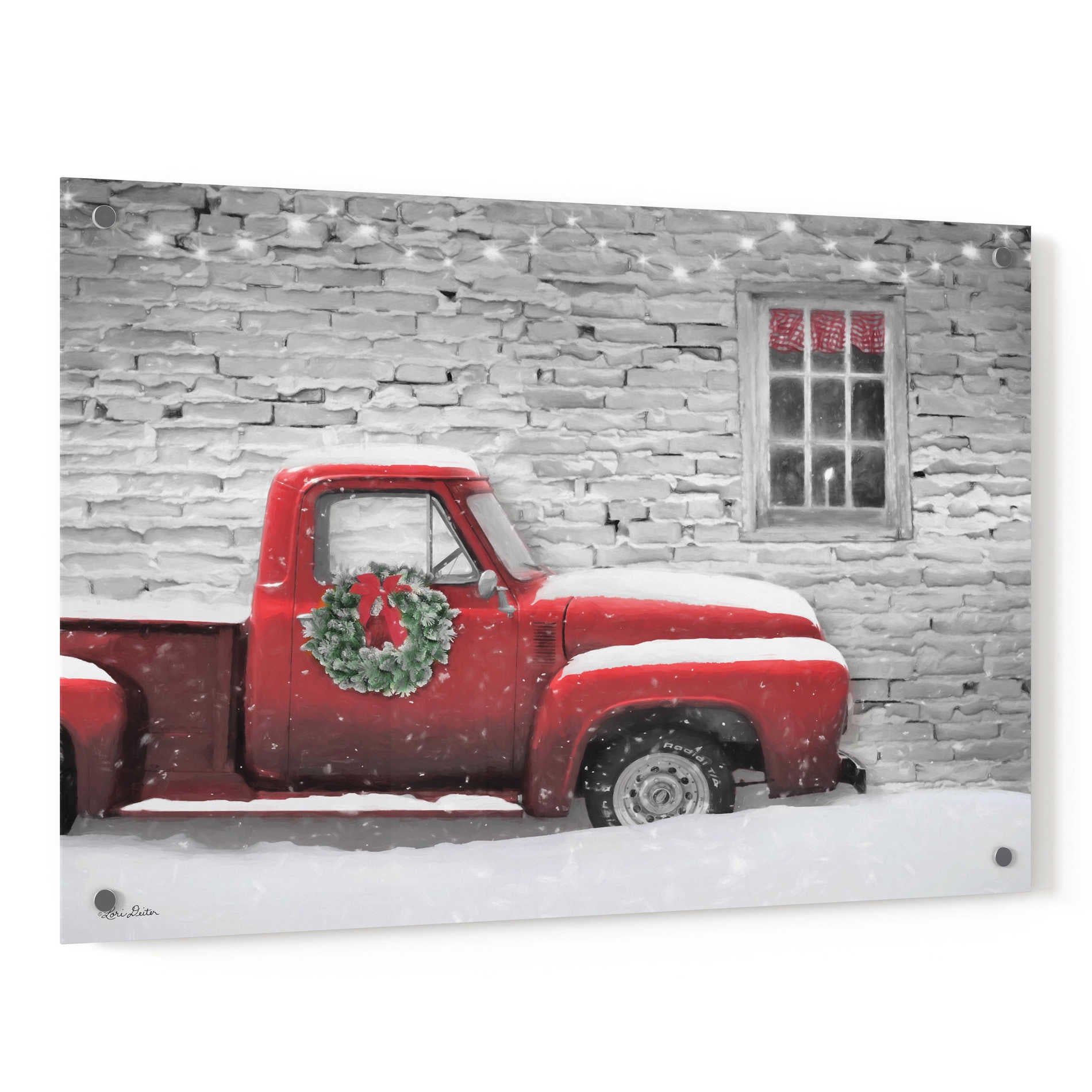 Epic Art 'Snowy Christmas Truck' by Lori Deiter, Acrylic Glass Wall Art,36x24