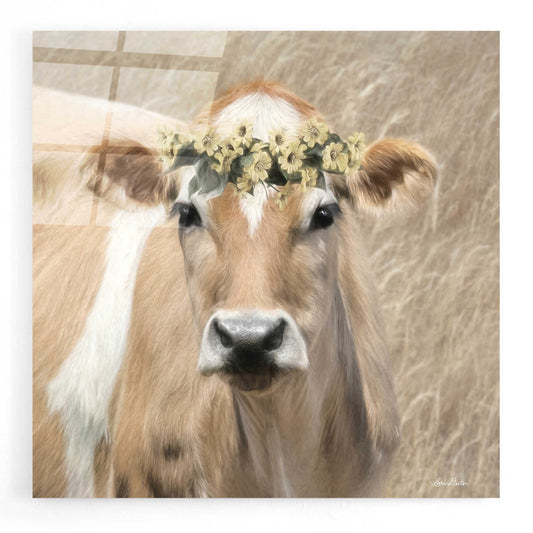 Epic Art 'Floral Cow I' by Lori Deiter, Acrylic Glass Wall Art